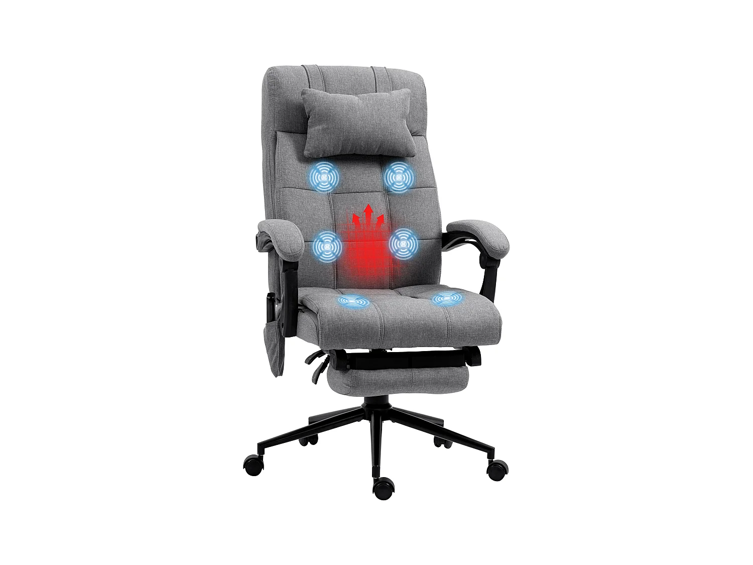 Sedia da ufficio riscaldante con 6 punti massaggio e 5 modalità grigia