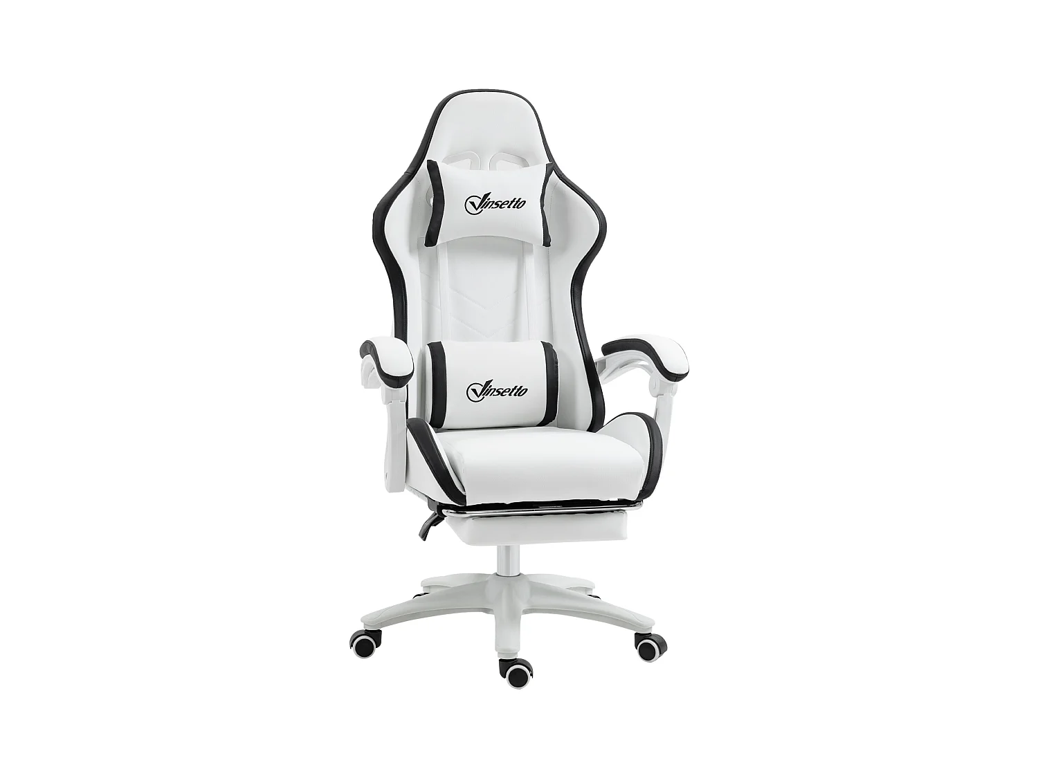 Sedia gaming altezza regolabile con schienale reclinabile nero bianco