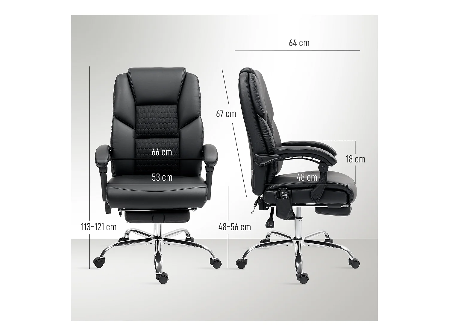 Sedia da ufficio massaggiante riscaldata e reclinabile pelle pu nero