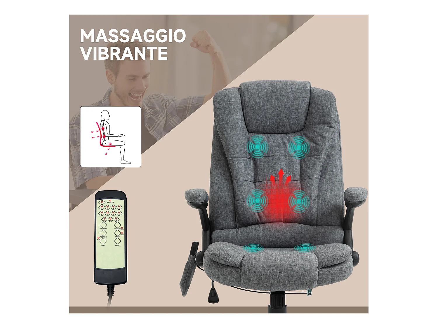 Poltrona Massaggiante da Ufficio e Casa 6 Punti di Massaggio