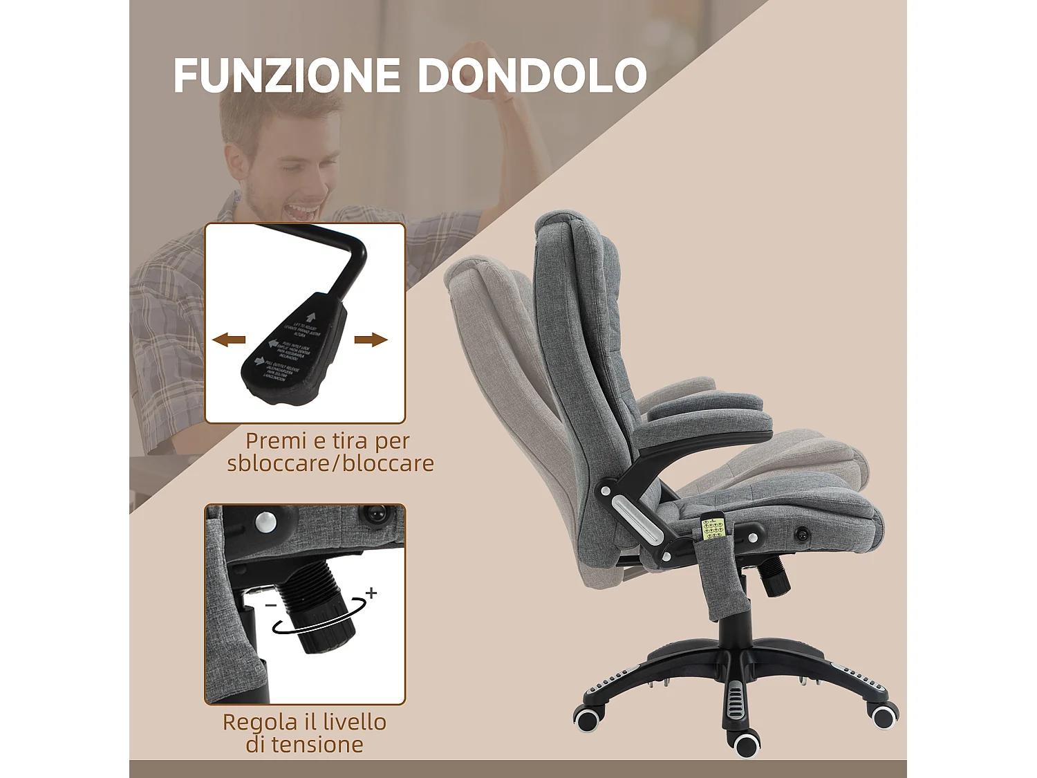 Poltrona Massaggiante da Ufficio e Casa 6 Punti di Massaggio