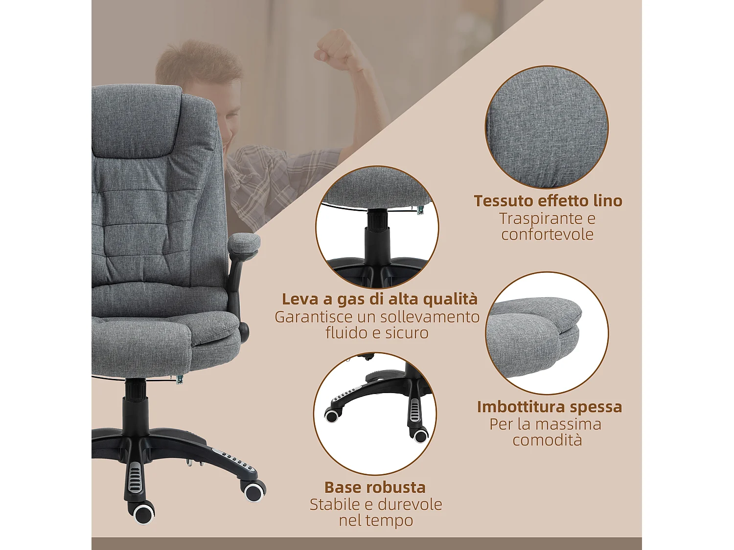 Poltrona Massaggiante da Ufficio e Casa 6 Punti di Massaggio