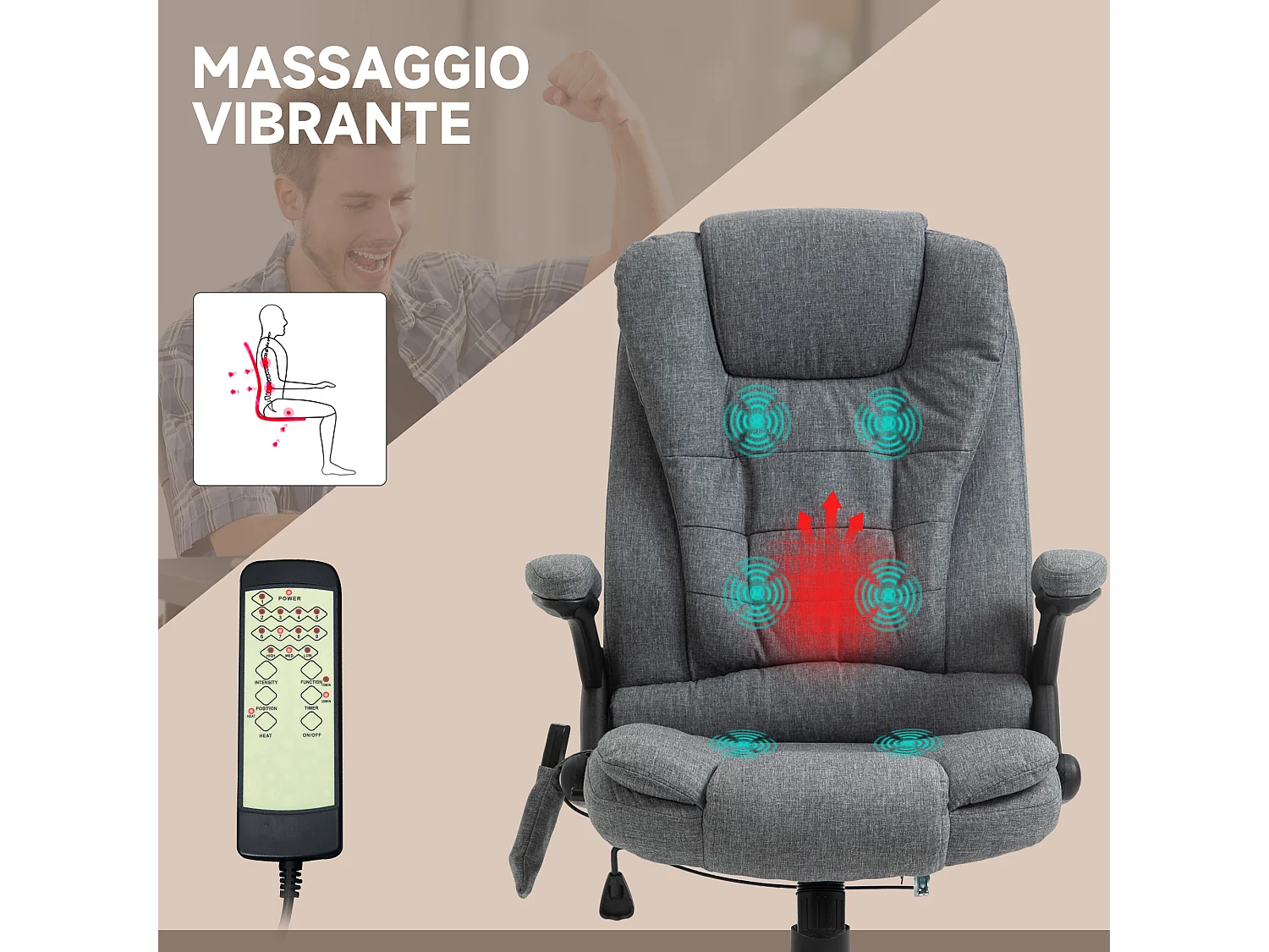Poltrona Massaggiante da Ufficio e Casa 6 Punti di Massaggio
