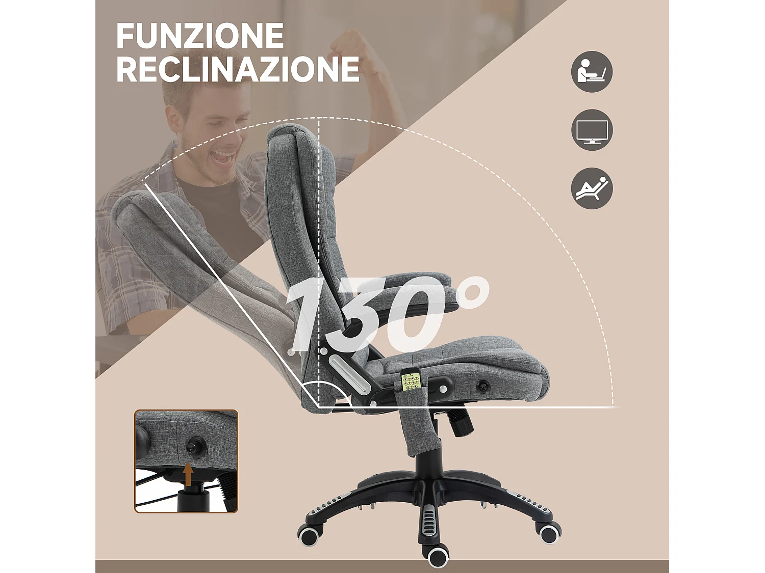 Poltrona Massaggiante da Ufficio e Casa 6 Punti di Massaggio