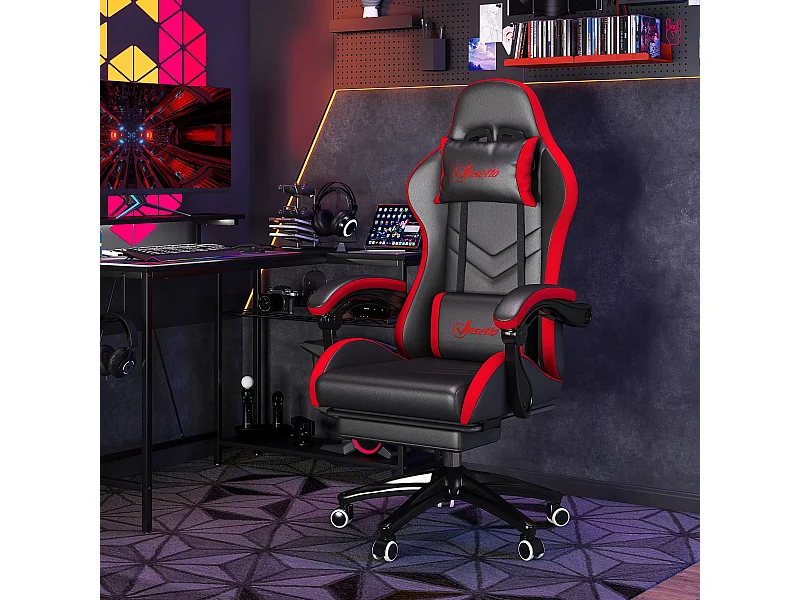 Sedia gaming altezza regolabile con schienale reclinabile nero rosso