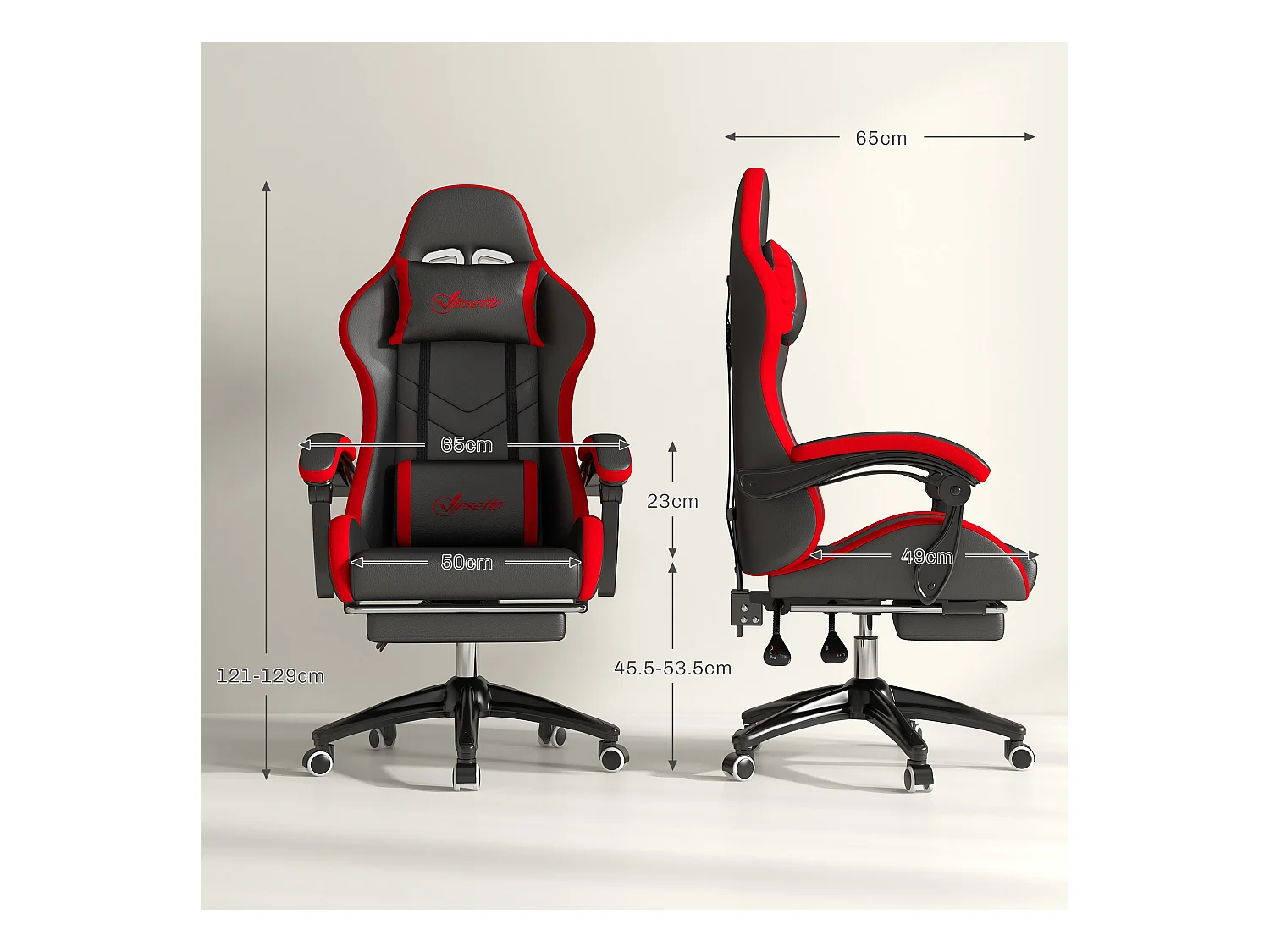 Sedia gaming altezza regolabile con schienale reclinabile nero rosso