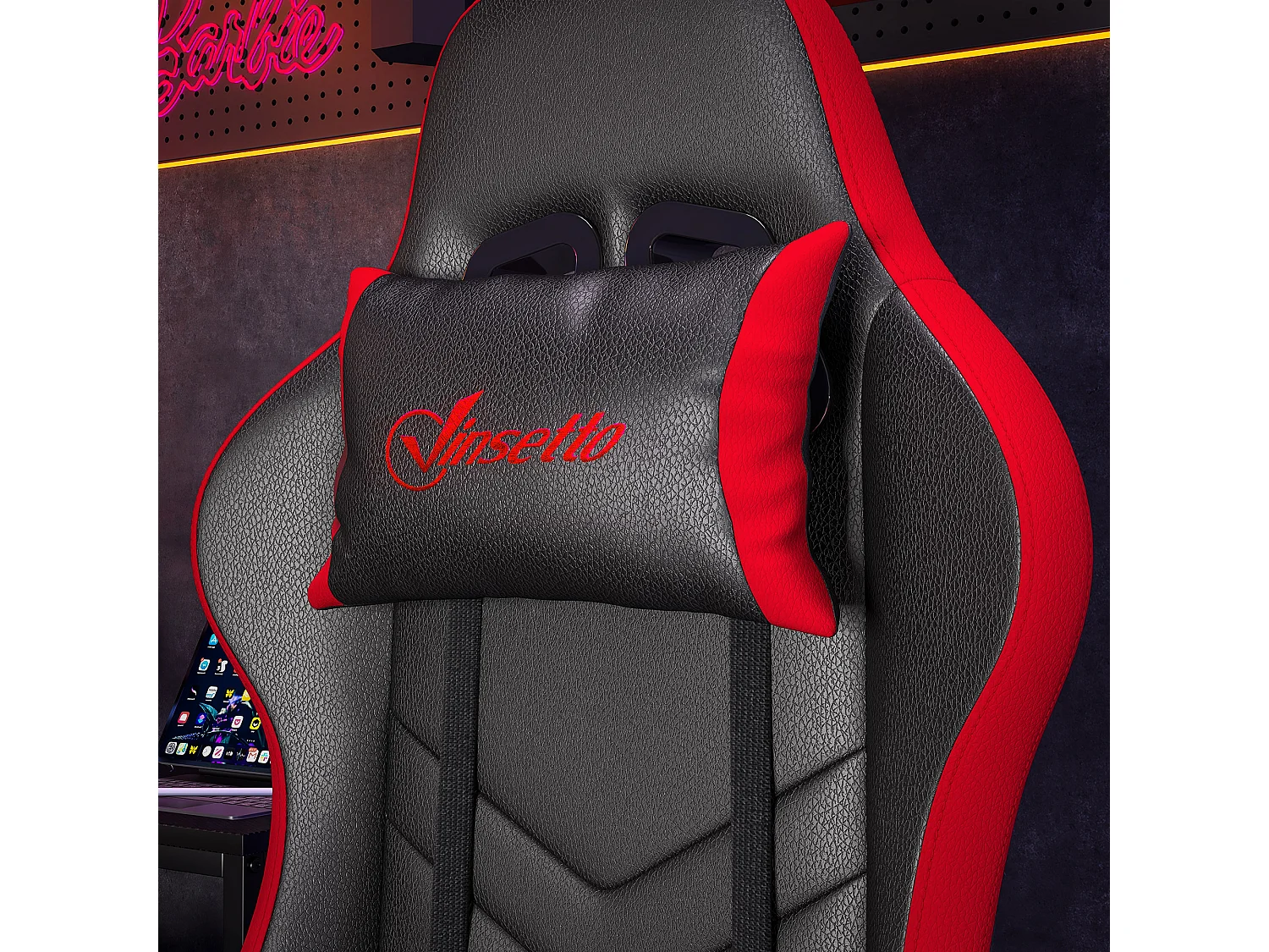 Sedia gaming altezza regolabile con schienale reclinabile nero rosso