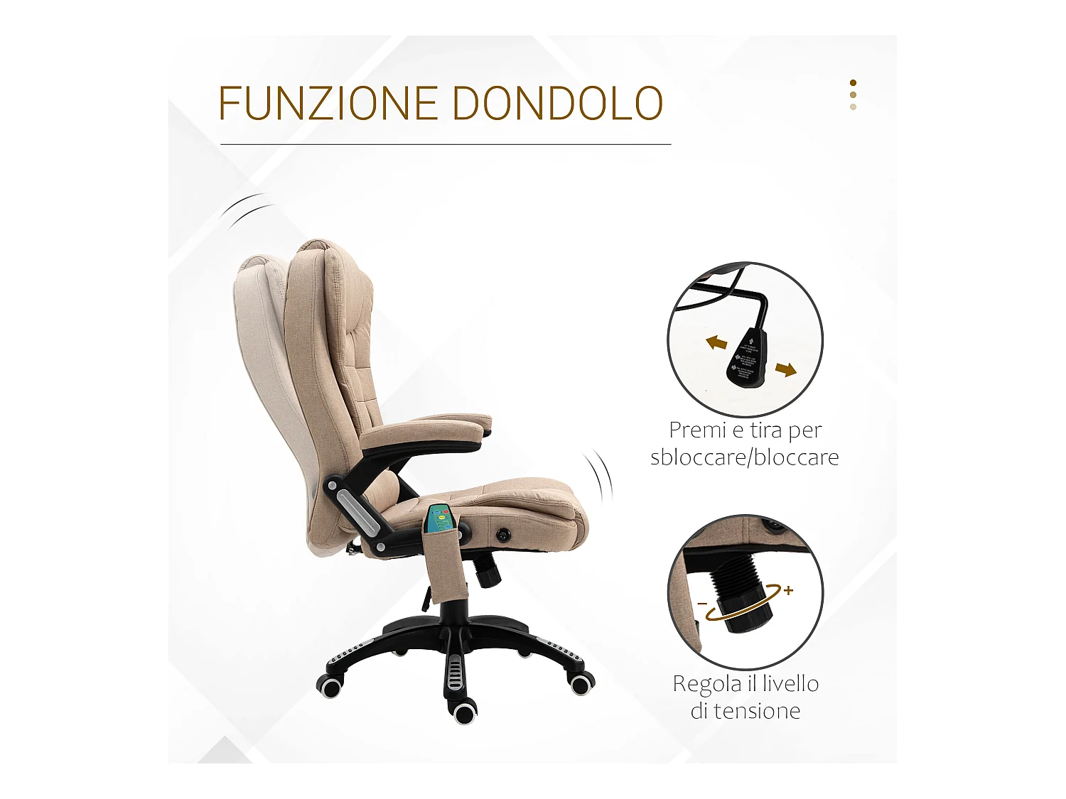 Poltrona massaggiante da ufficio 6 punti di massaggio beige