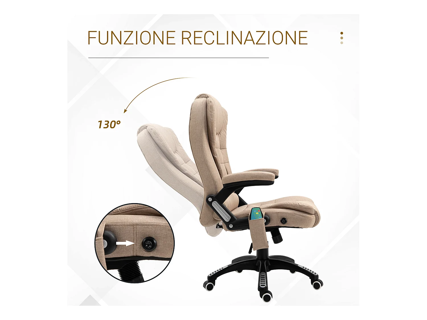 Poltrona massaggiante da ufficio 6 punti di massaggio beige