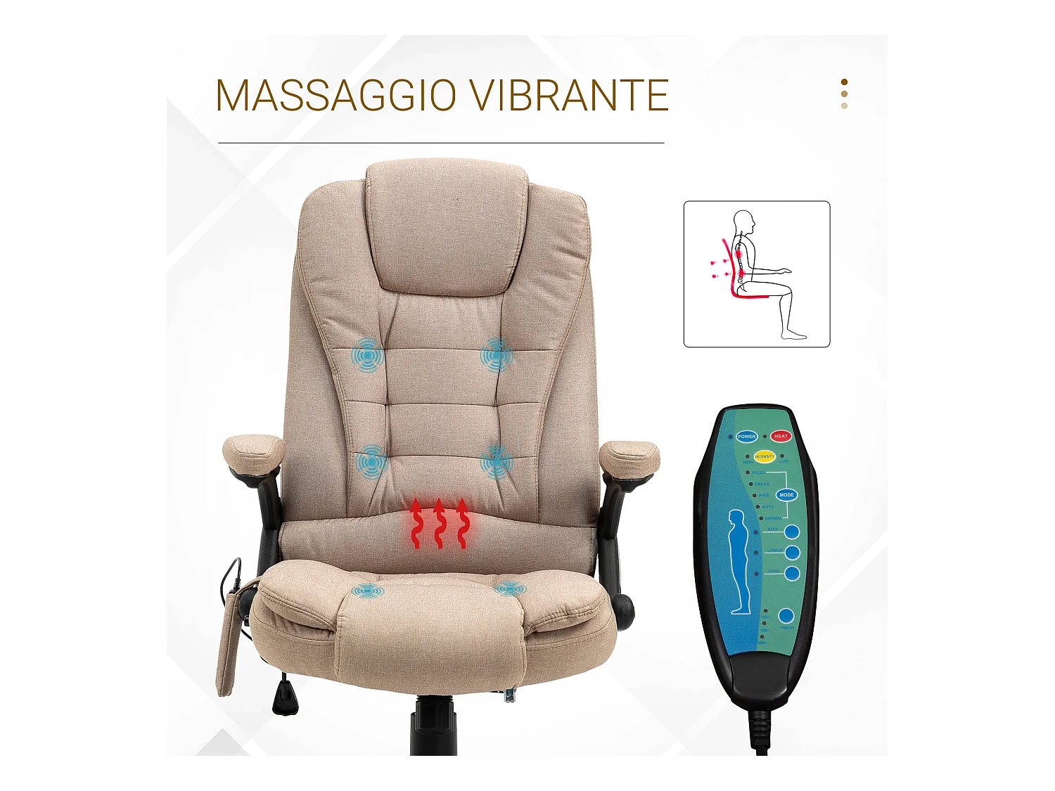 Poltrona massaggiante da ufficio 6 punti di massaggio beige