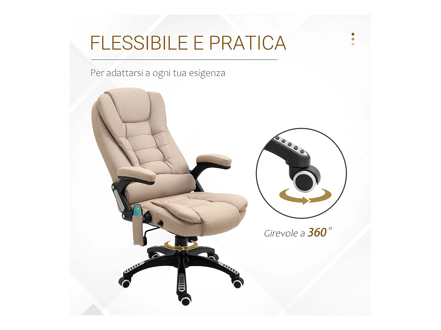 Poltrona massaggiante da ufficio 6 punti di massaggio beige