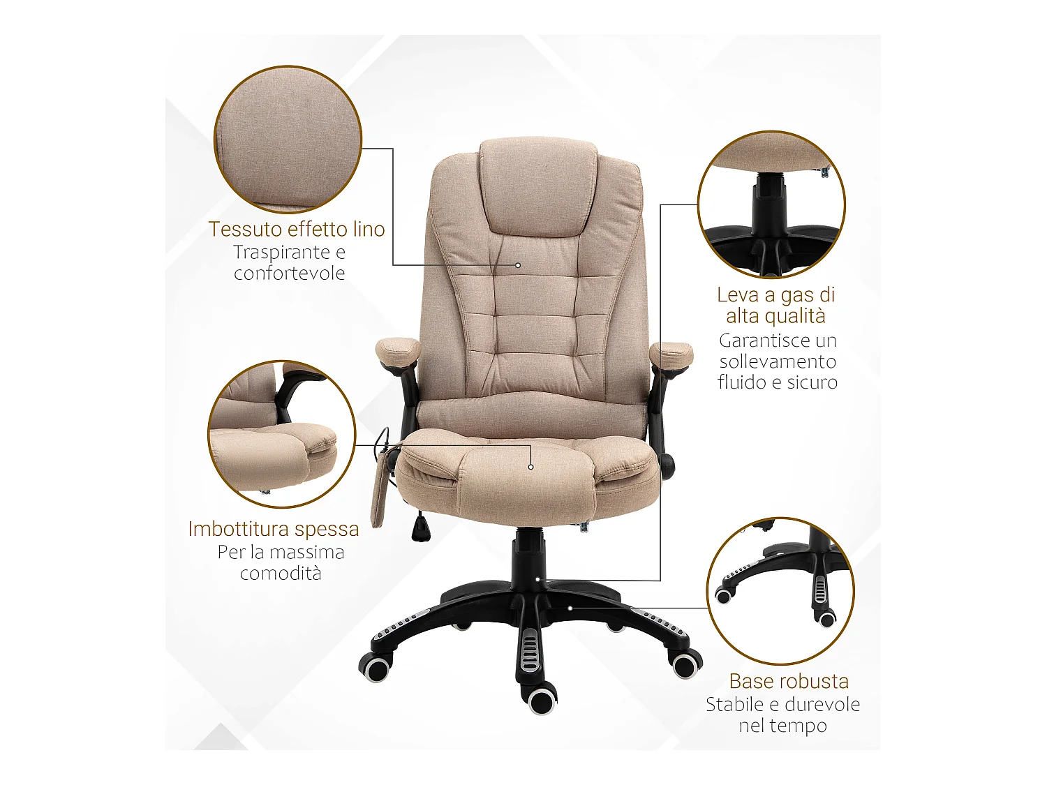 Poltrona massaggiante da ufficio 6 punti di massaggio beige