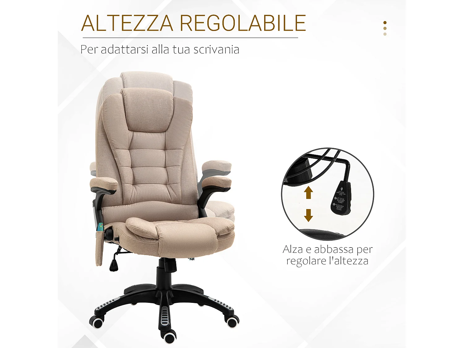 Poltrona massaggiante da ufficio 6 punti di massaggio beige
