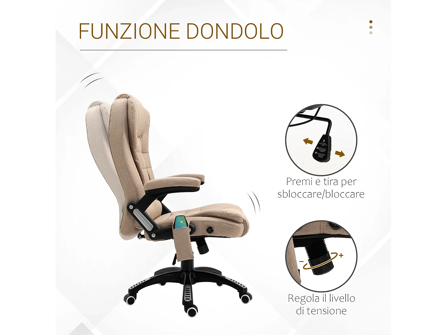 Poltrona massaggiante da ufficio 6 punti di massaggio beige