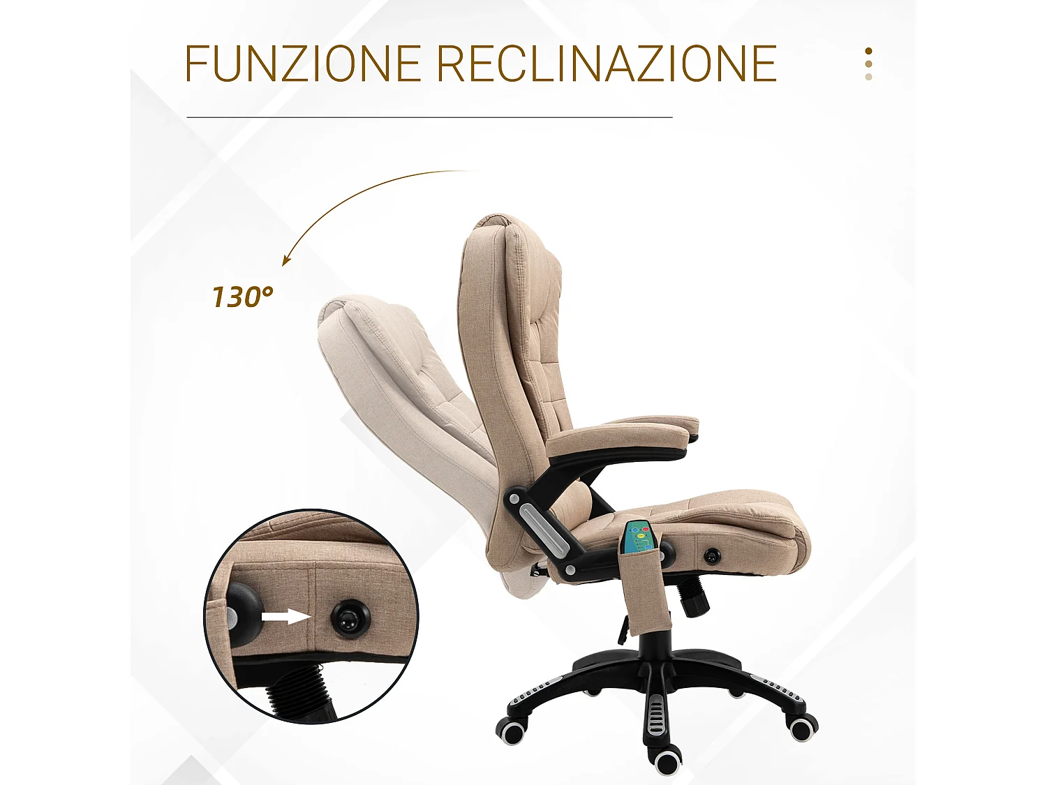 Poltrona massaggiante da ufficio 6 punti di massaggio beige
