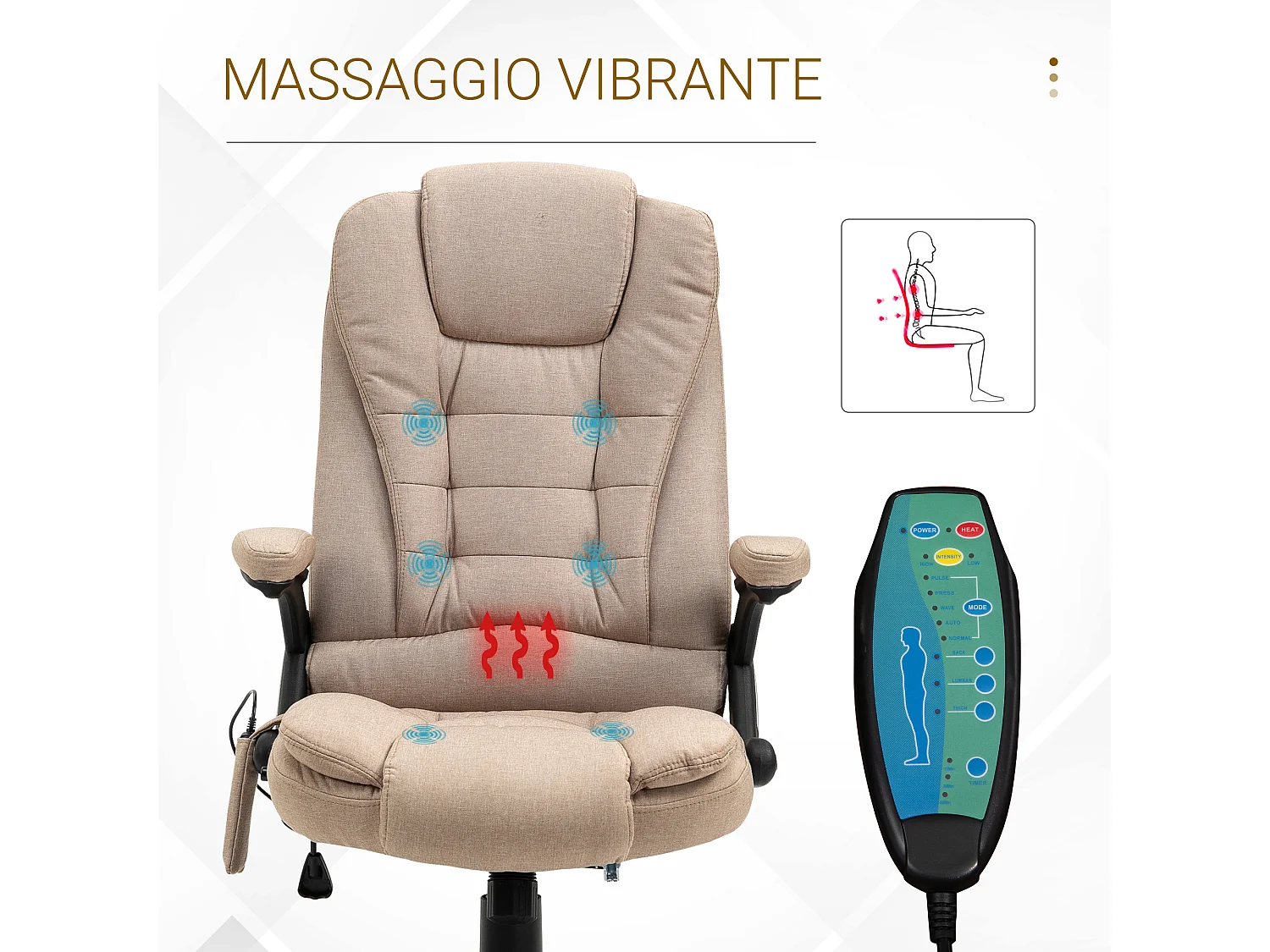 Poltrona massaggiante da ufficio 6 punti di massaggio beige