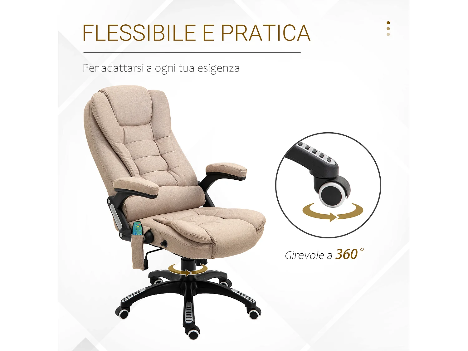 Poltrona massaggiante da ufficio 6 punti di massaggio beige