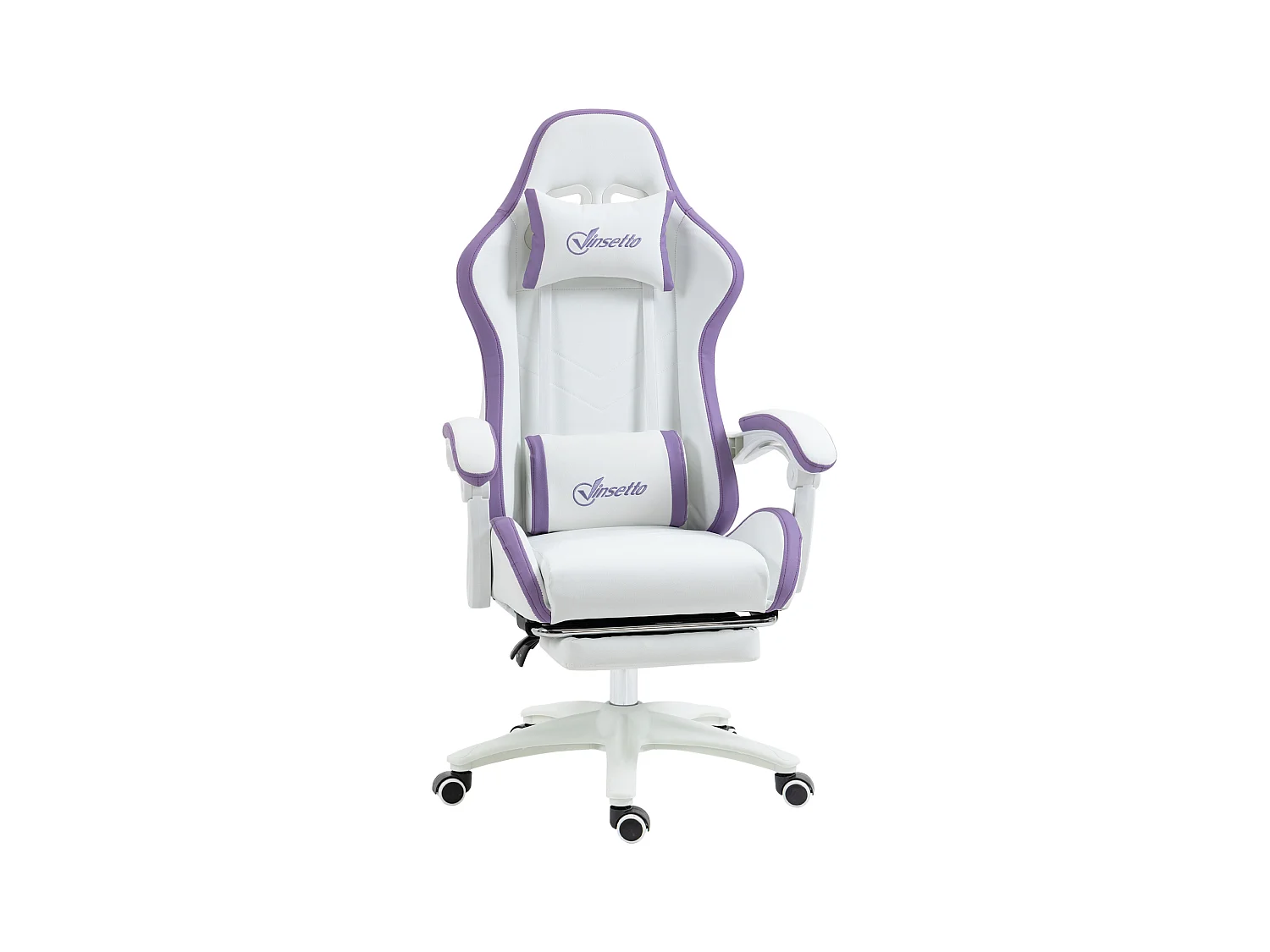 Sedia gaming altezza regolabile con schienale reclinabile bianco viola