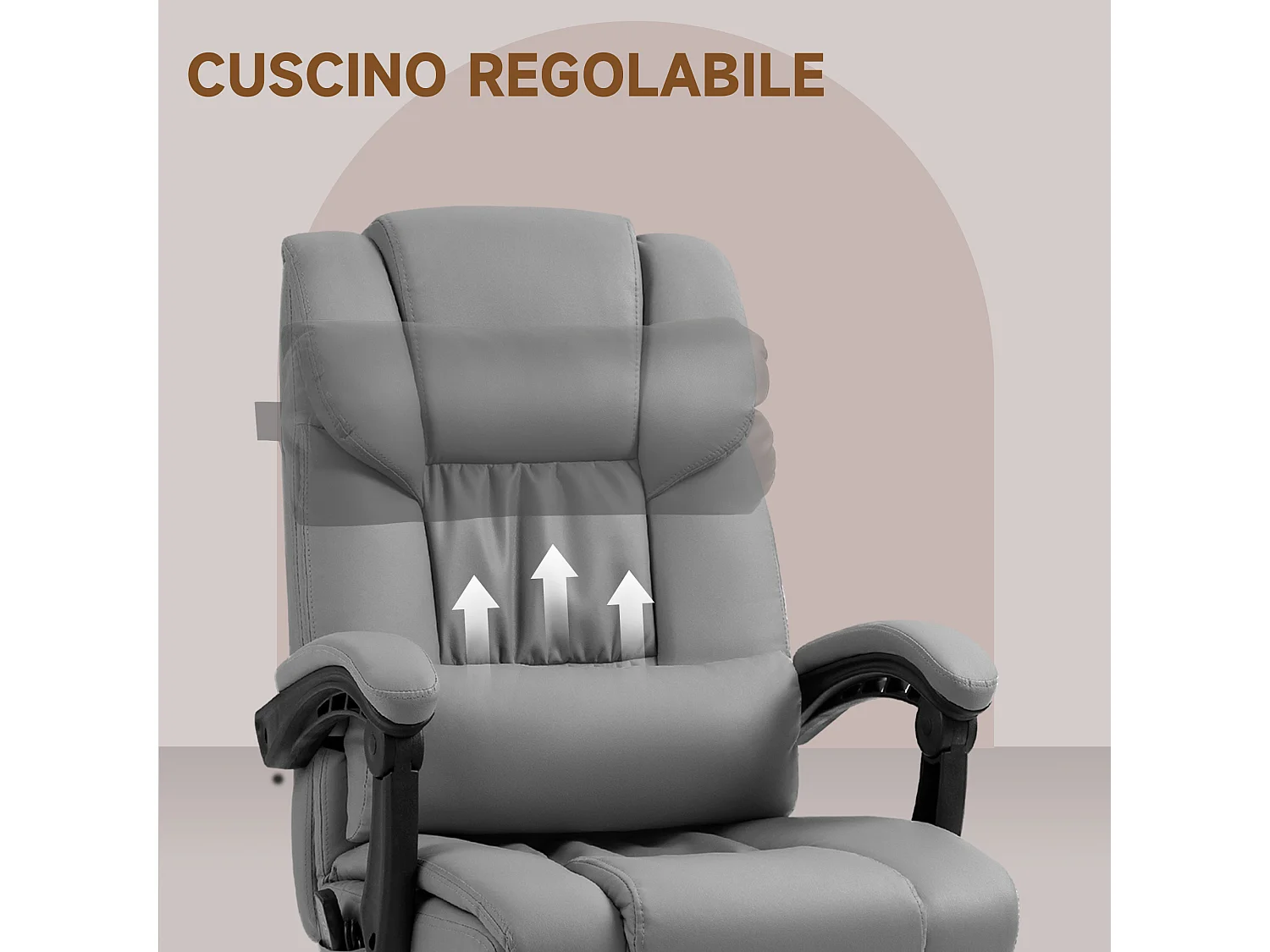 Poltrona massaggiante ad altezza regolabile con poggiapiedi grigia