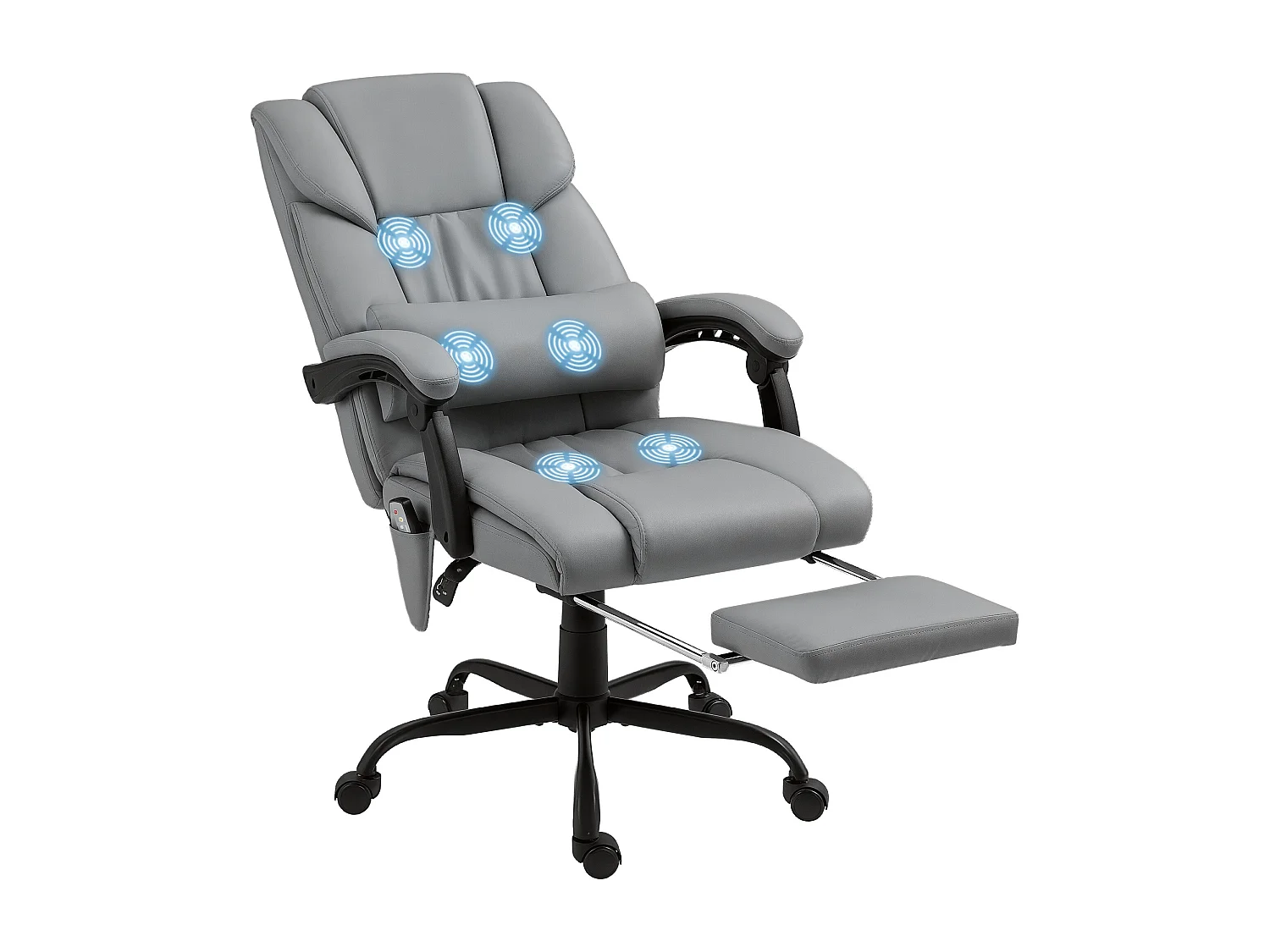Poltrona massaggiante ad altezza regolabile con poggiapiedi grigia