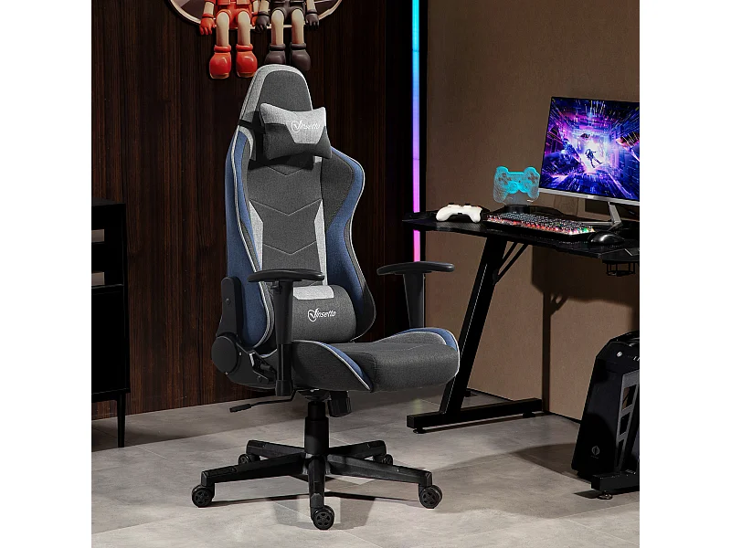 Sedia da gaming ad altezza regolabile e reclinabile a 150° grigio