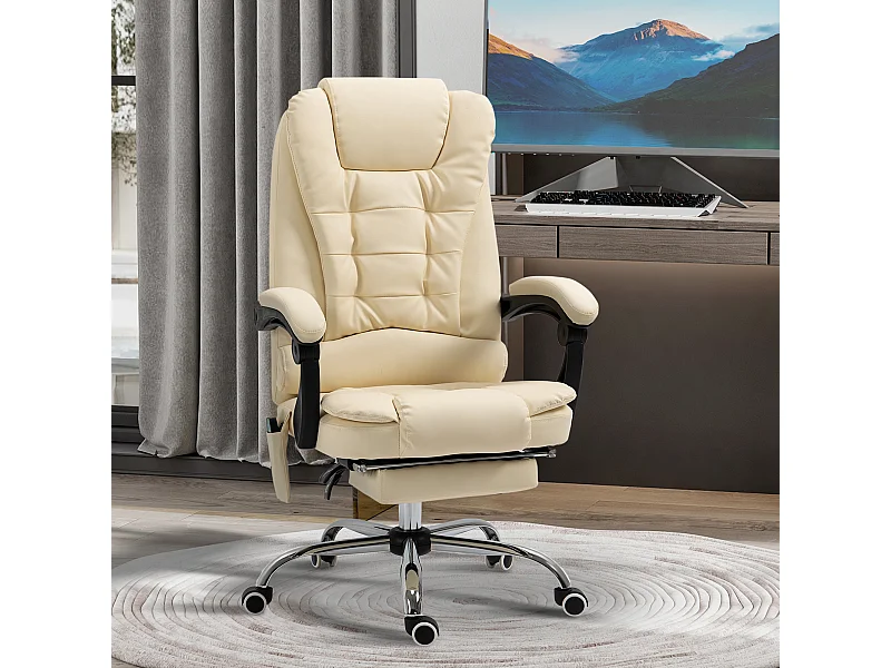 Poltrona massaggiante da ufficio ergonomica e girevole in finta pelle