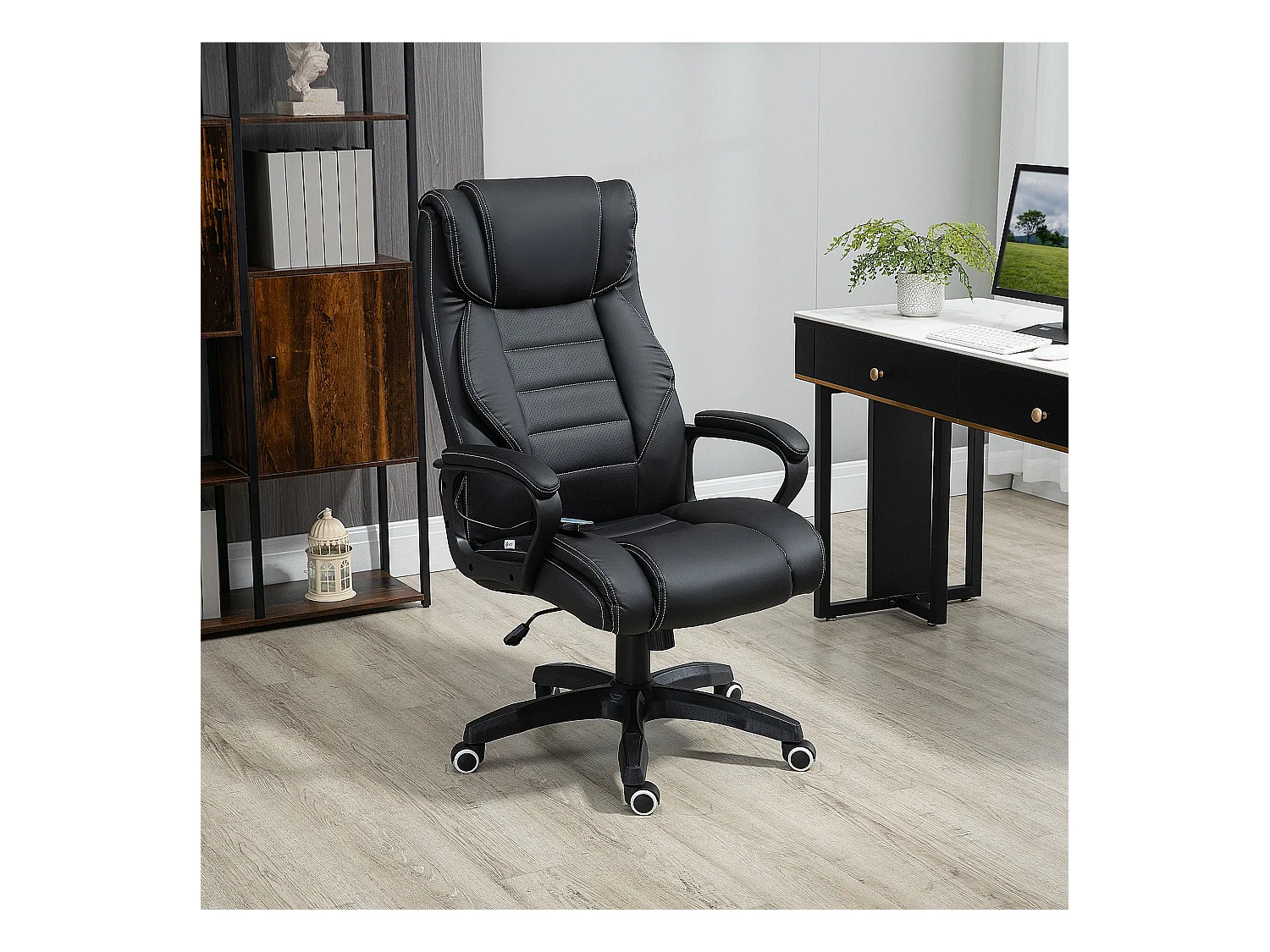 Poltrona massaggiante da ufficio ad altezza regolabile nera