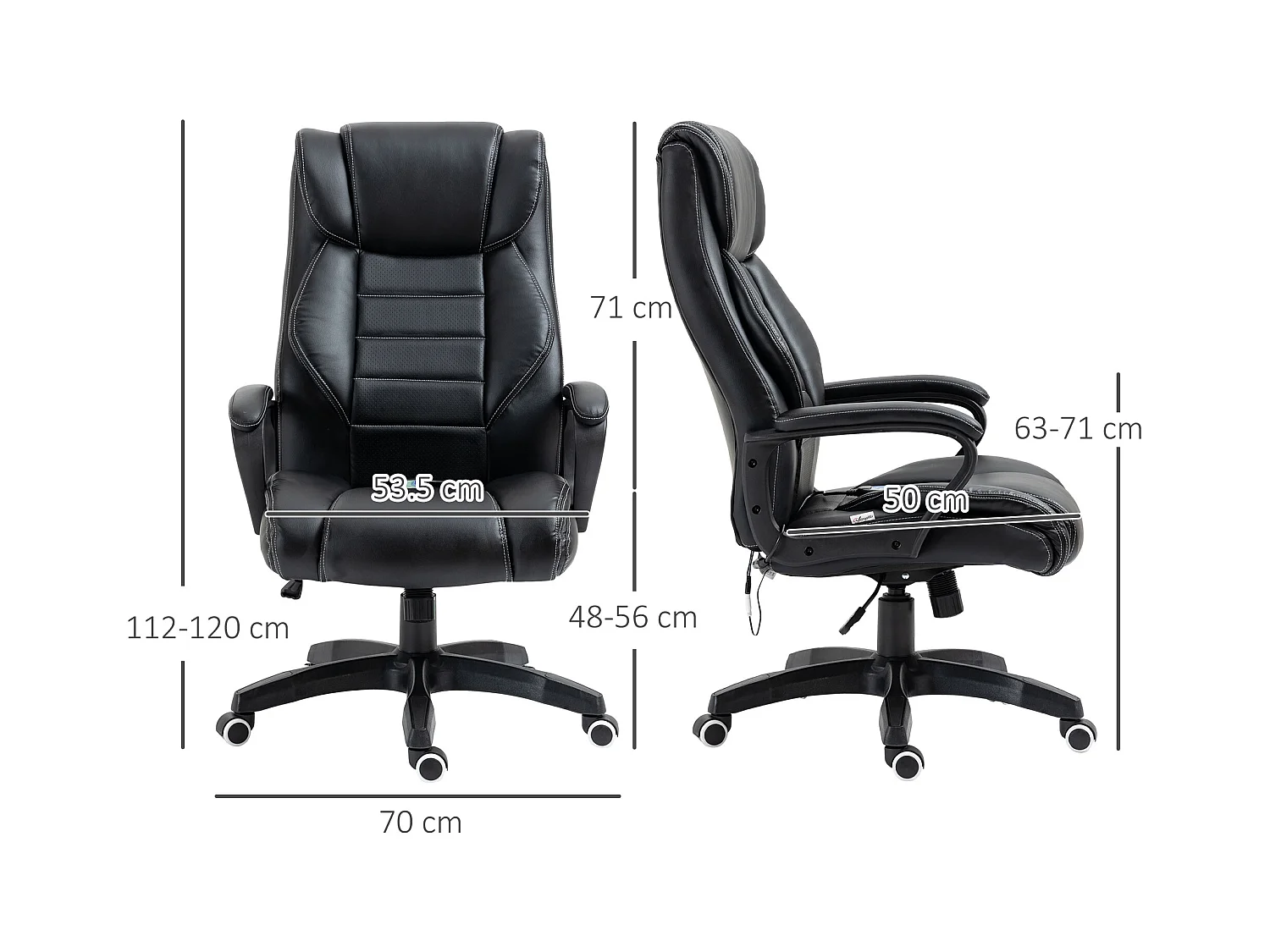 Poltrona massaggiante da ufficio ad altezza regolabile nera