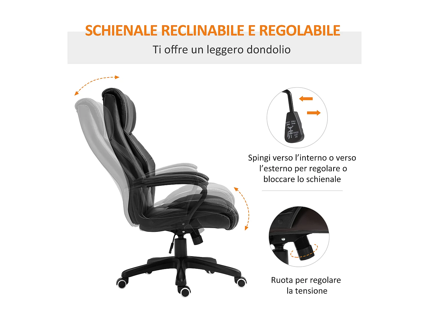 Poltrona massaggiante da ufficio ad altezza regolabile nera