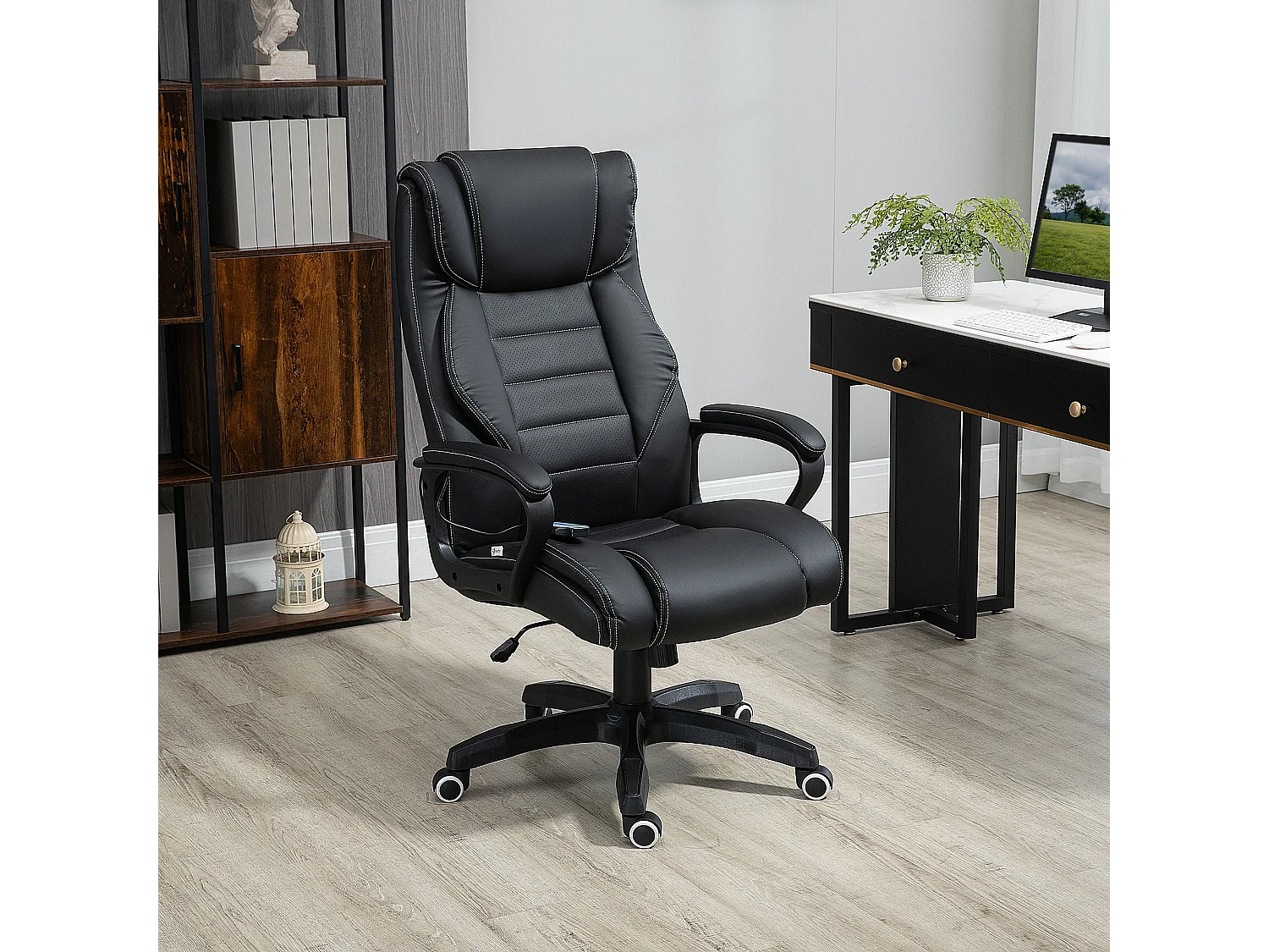 Poltrona massaggiante da ufficio ad altezza regolabile nera