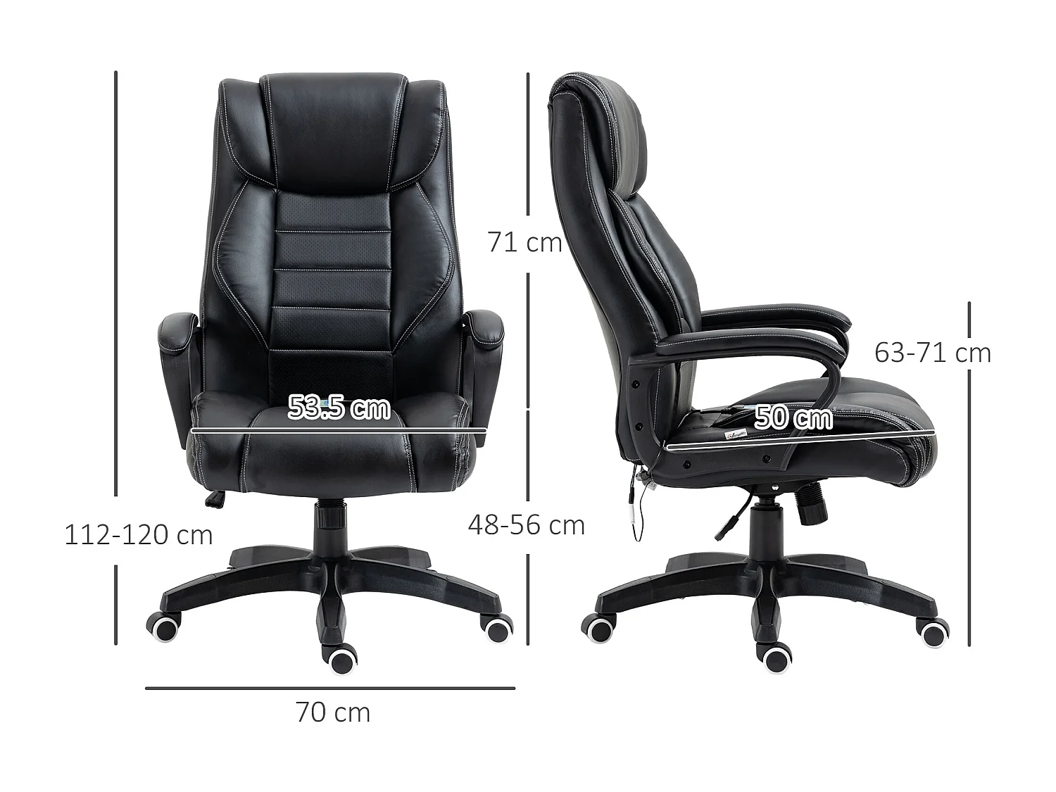 Poltrona massaggiante da ufficio ad altezza regolabile nera