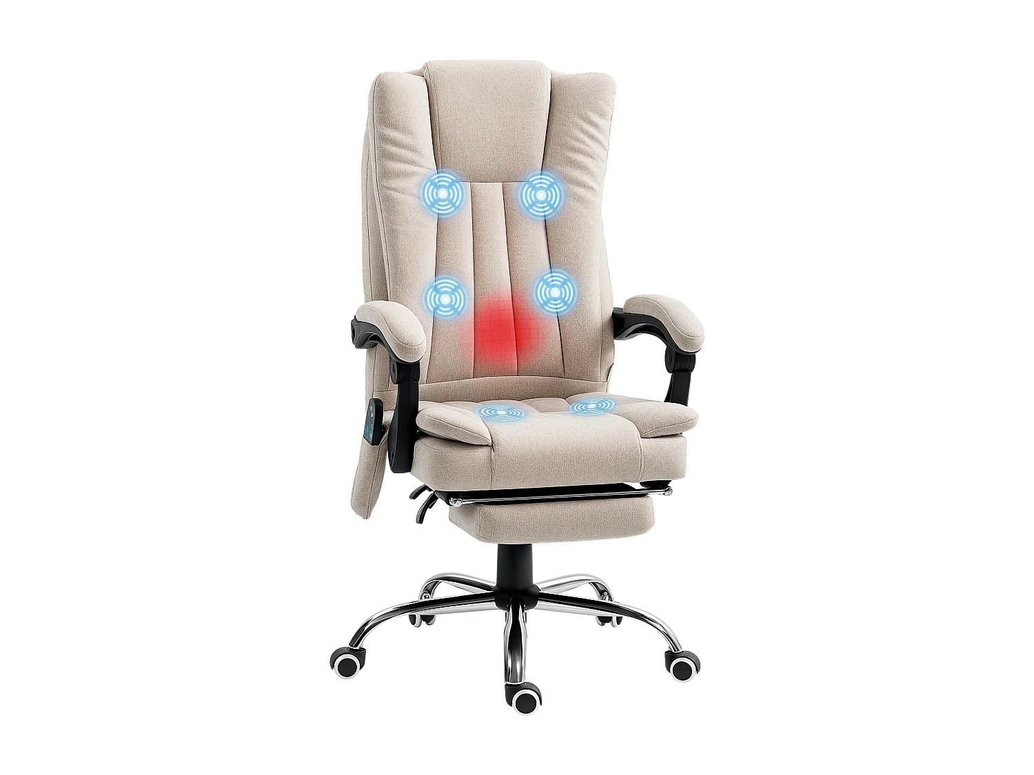 Sedia da ufficio massaggiante e riscaldante con poggiapiedi crema