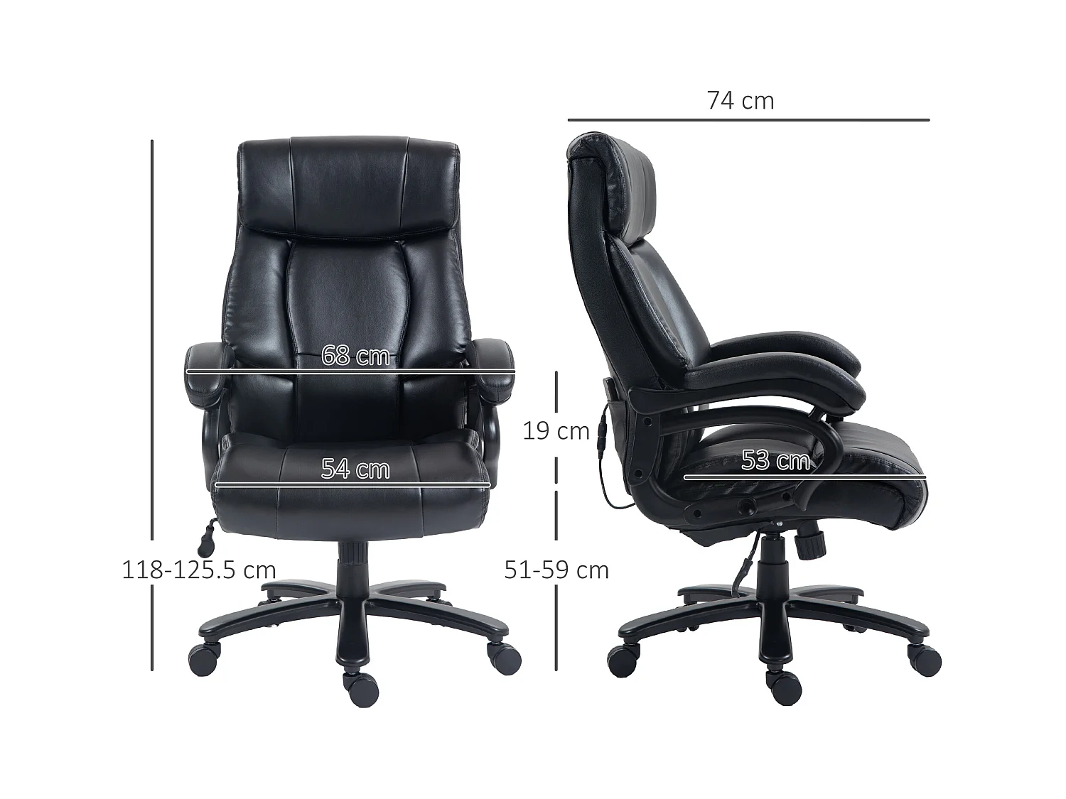 Poltrona da ufficio massaggiante e riscaldata con 8 programmi nera