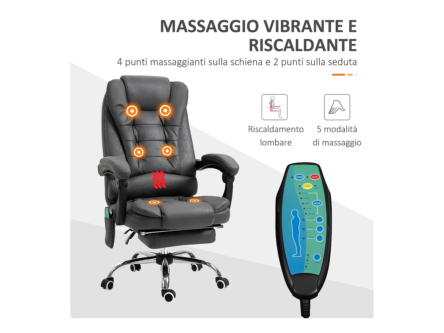 Poltrona da ufficio massaggiante e reclinabile altezza regolabile
