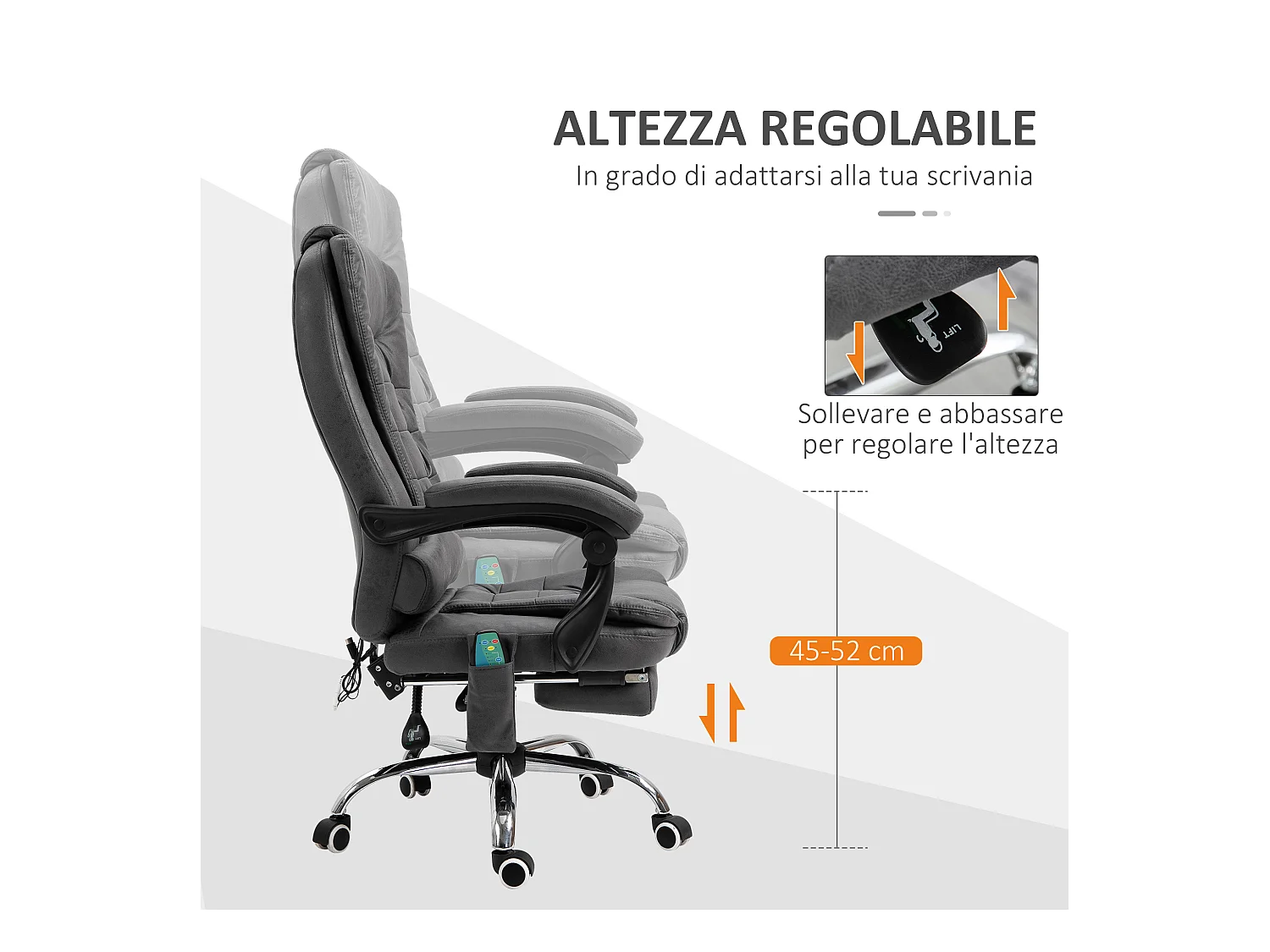 Poltrona da ufficio massaggiante e reclinabile altezza regolabile