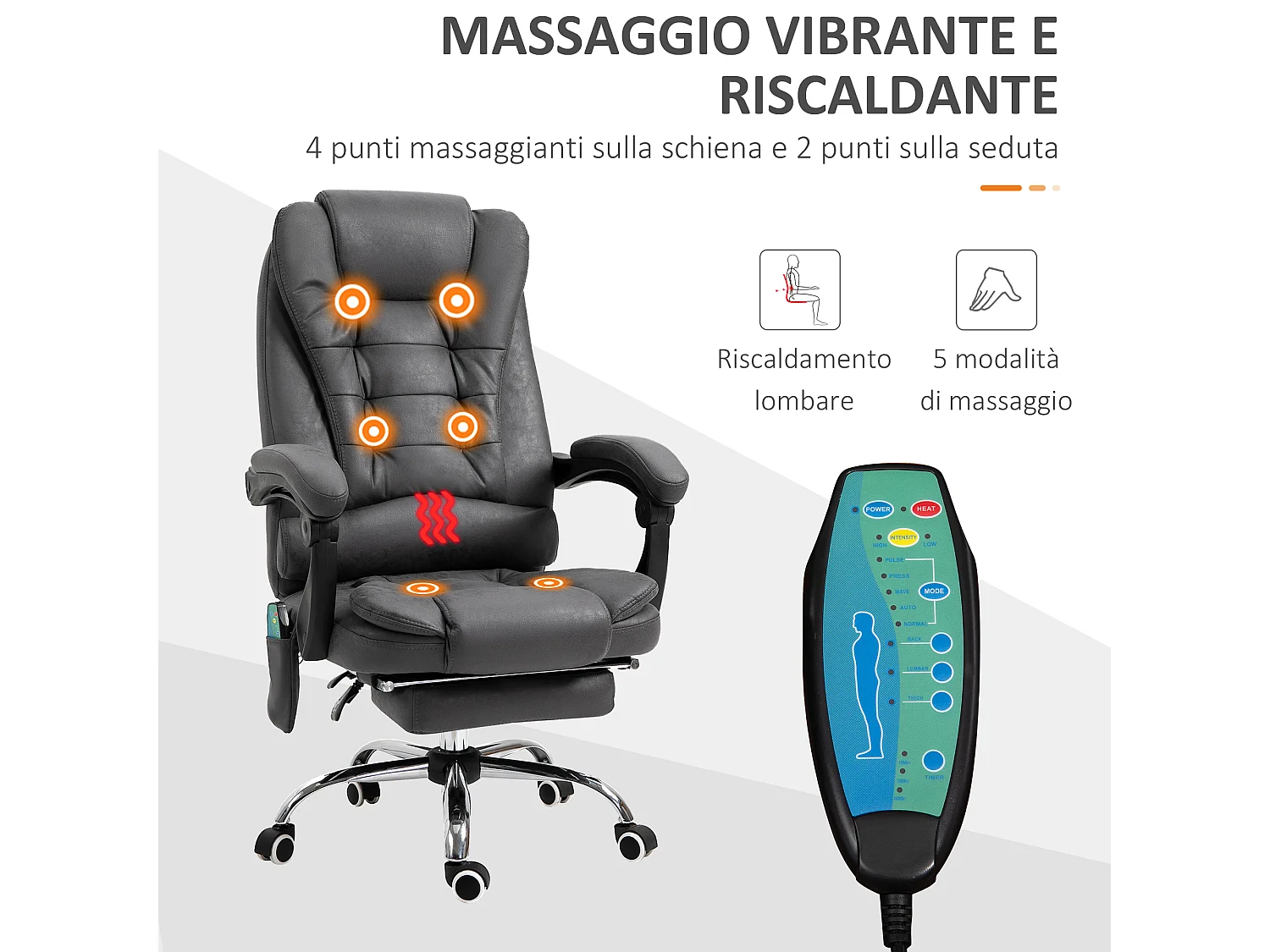 Poltrona da ufficio massaggiante e reclinabile altezza regolabile
