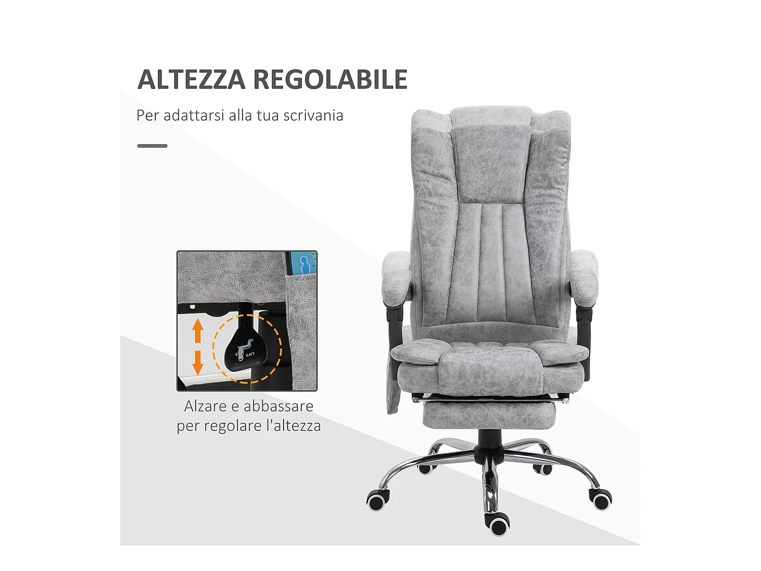 Poltrona da ufficio massaggiante reclinabile con poggiapiedi