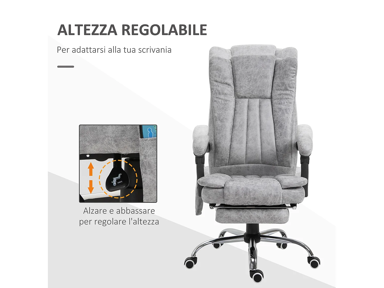 Poltrona da ufficio massaggiante reclinabile con poggiapiedi