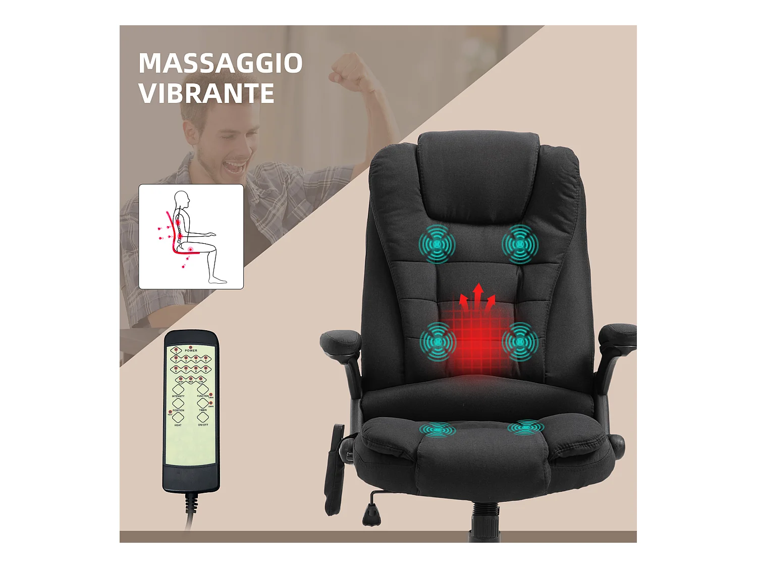 Poltrona massaggiante da ufficio e casa 6 punti di massaggio