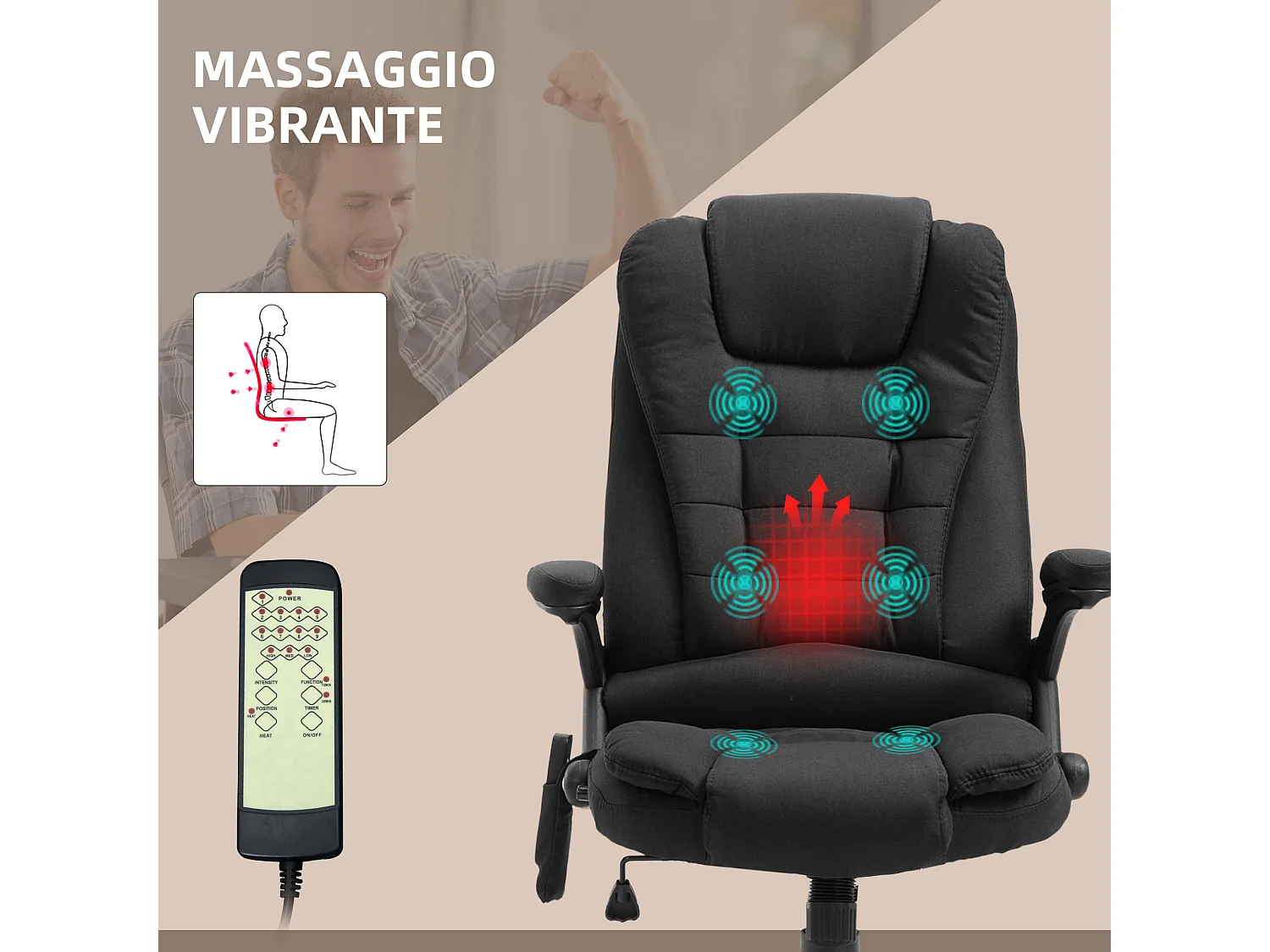 Poltrona massaggiante da ufficio e casa 6 punti di massaggio