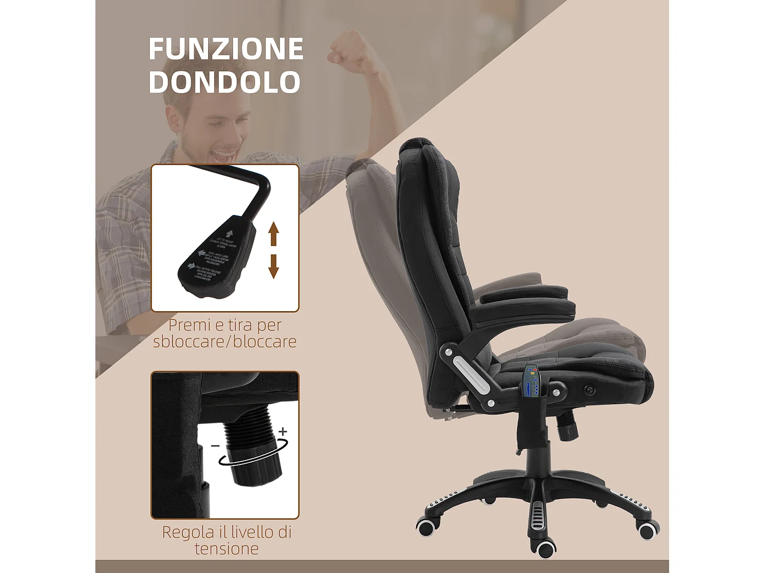 Poltrona massaggiante da ufficio e casa 6 punti di massaggio