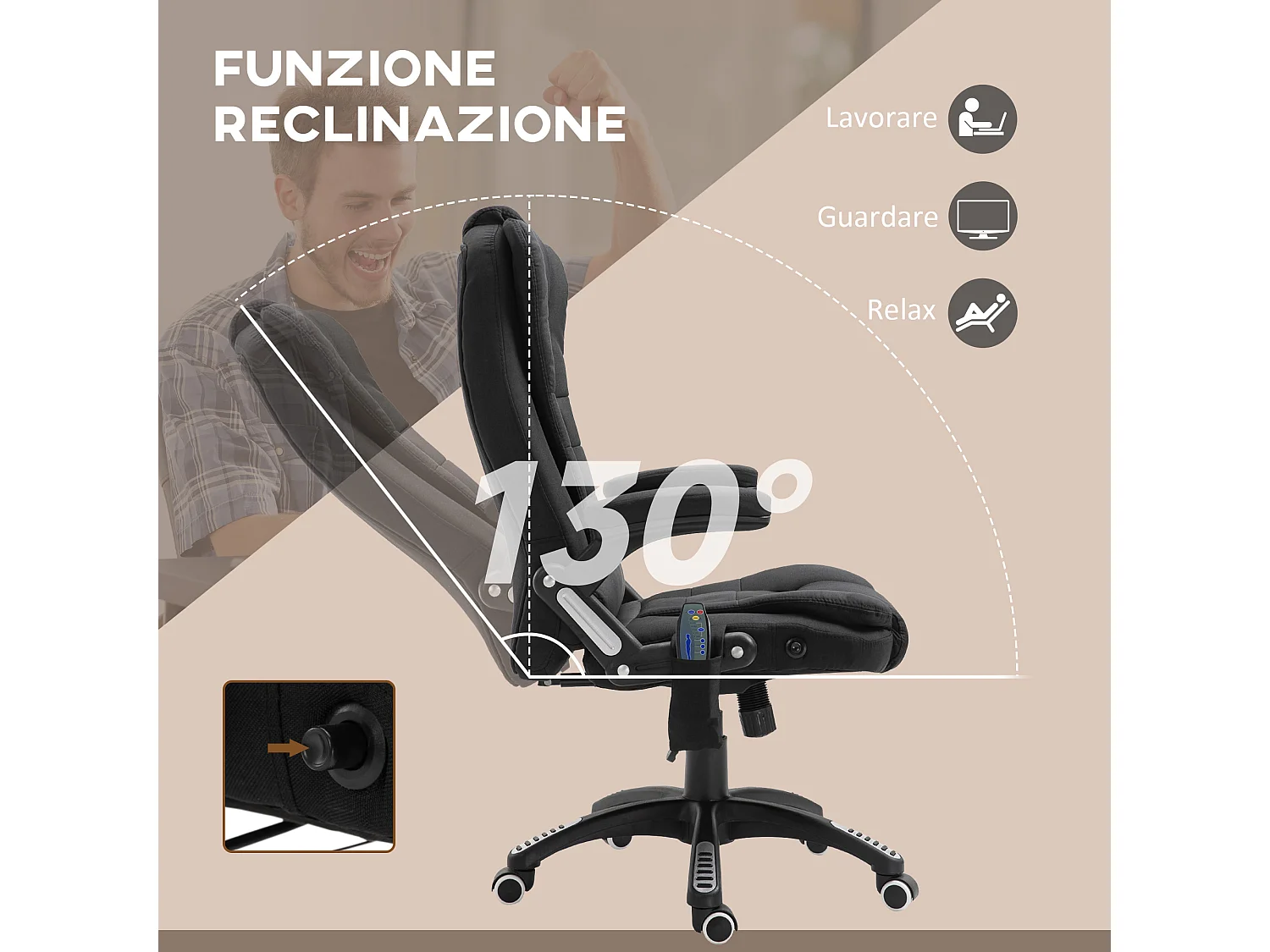 Poltrona massaggiante da ufficio e casa 6 punti di massaggio