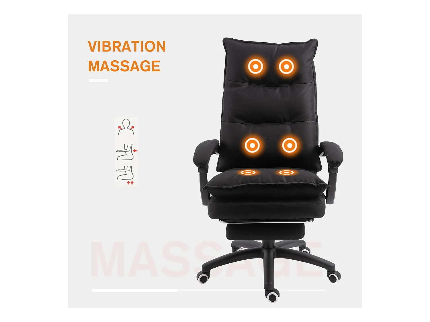 Sedia da ufficio rrgonomica e reclinabile con altezza regolabile nera