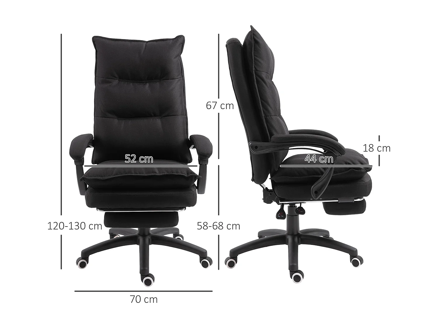 Sedia da ufficio rrgonomica e reclinabile con altezza regolabile nera