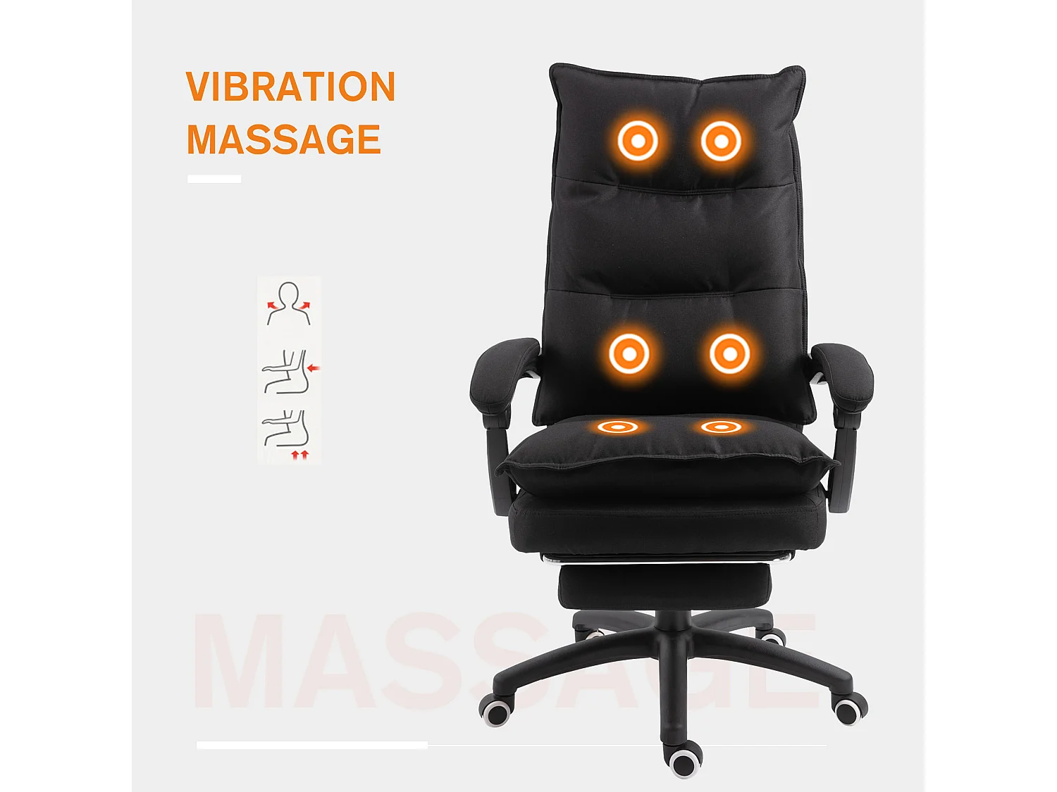 Sedia da ufficio rrgonomica e reclinabile con altezza regolabile nera