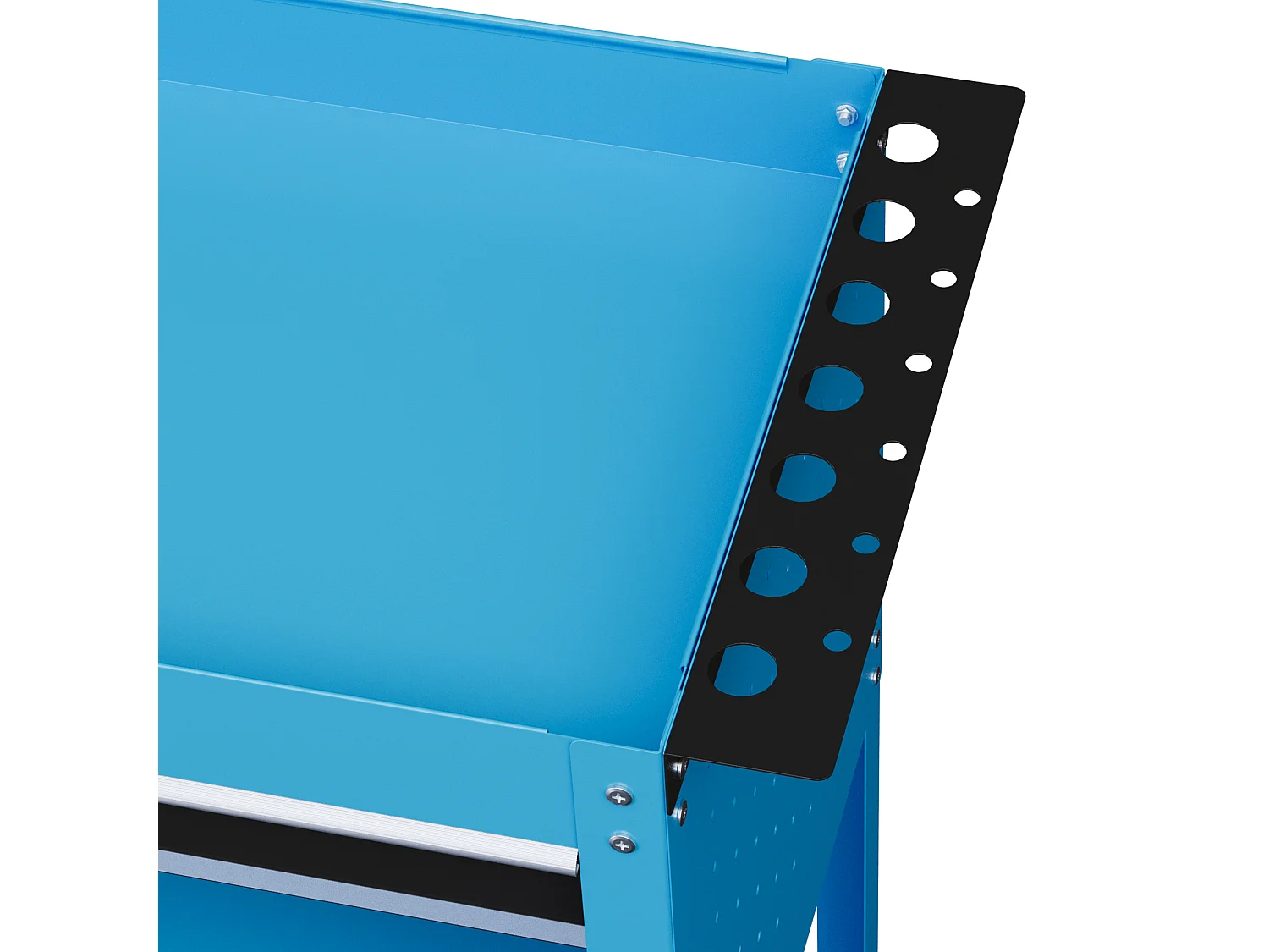 Carrello porta attrezzi con cassetto e 3 ripiani in acciaio blu