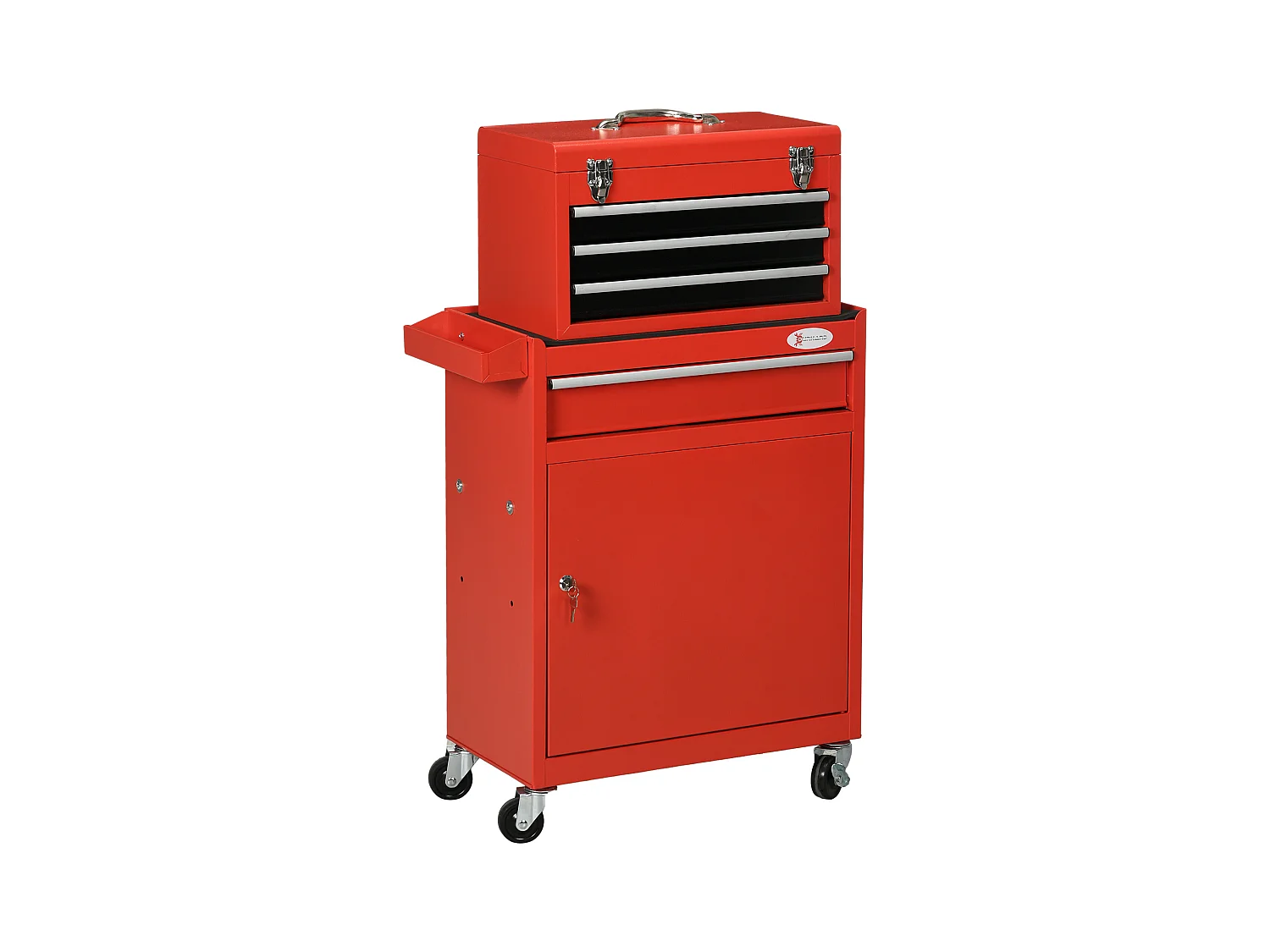 Carrello portautensili 2 in 1 con cassetta rimovibile e armadietto