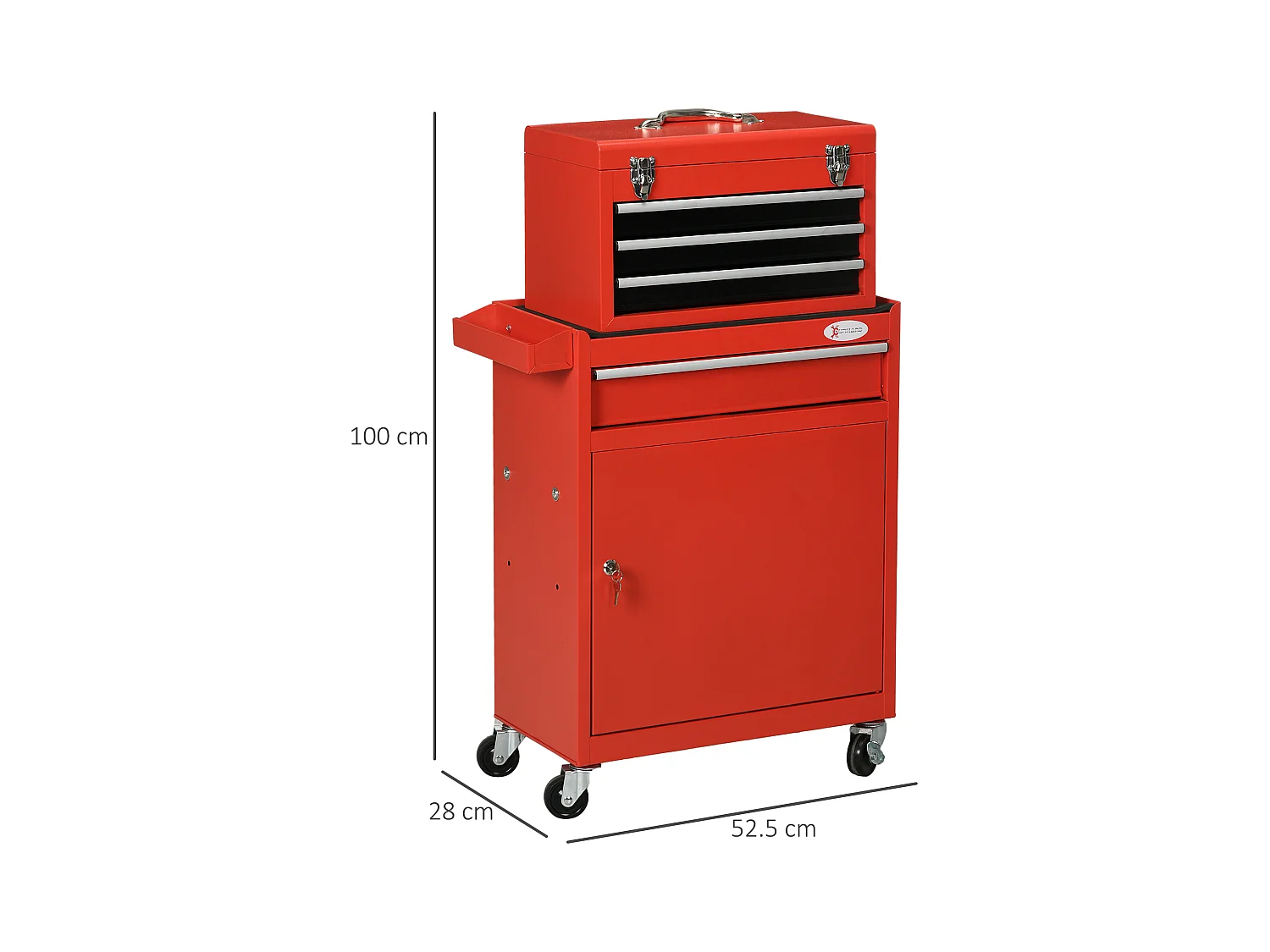 Carrello portautensili 2 in 1 con cassetta rimovibile e armadietto