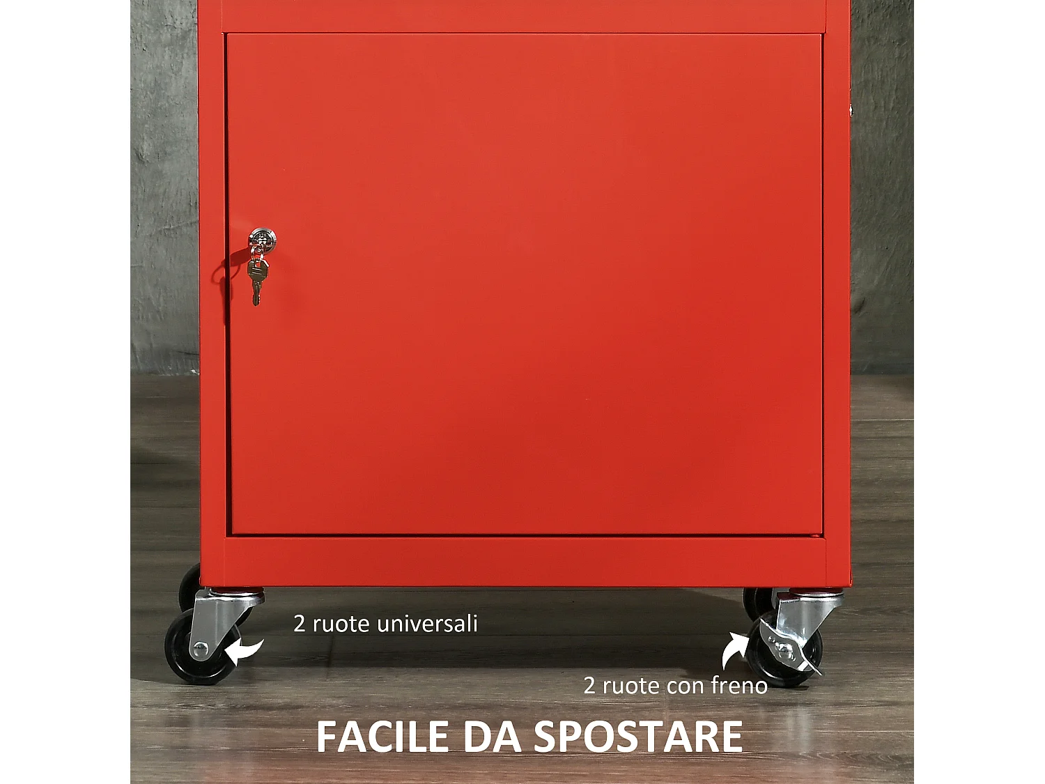 Carrello portautensili 2 in 1 con cassetta rimovibile e armadietto