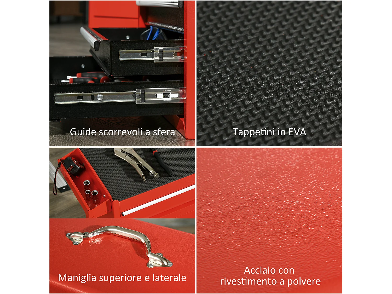 Carrello portautensili 2 in 1 con cassetta rimovibile e armadietto